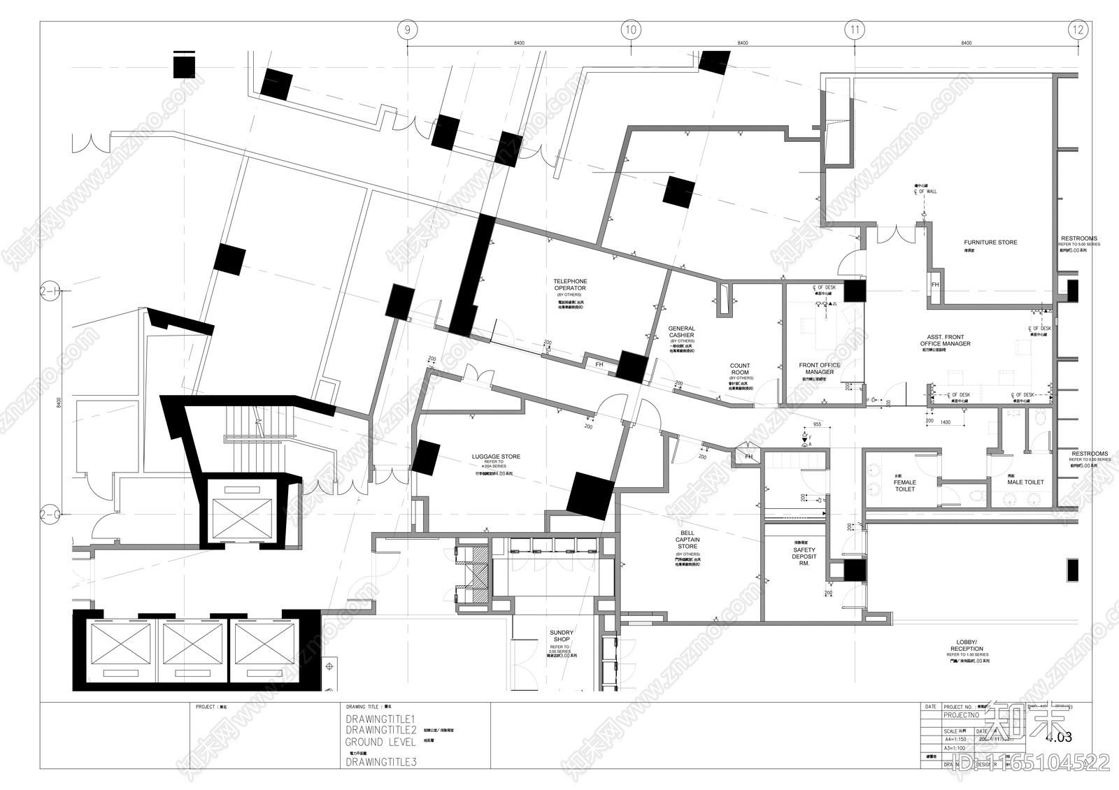 现代办公室cad施工图下载【ID:1165104522】