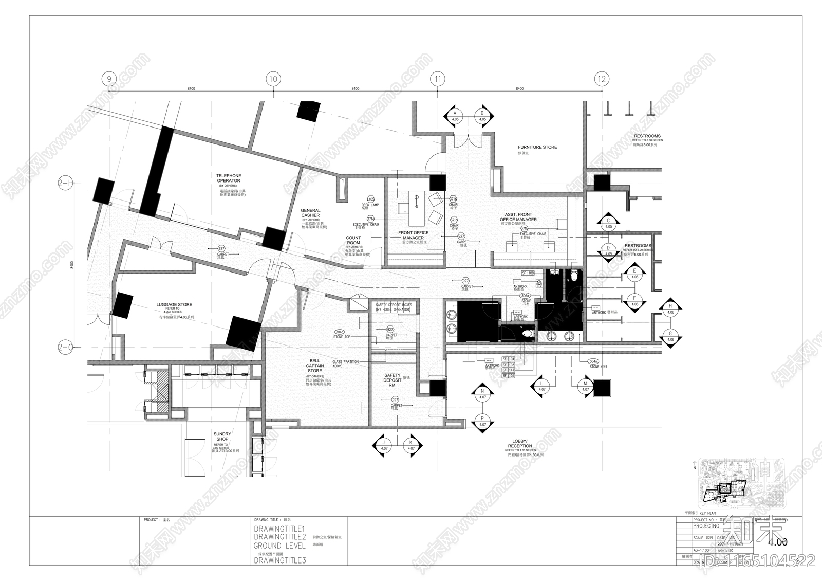 现代办公室cad施工图下载【ID:1165104522】