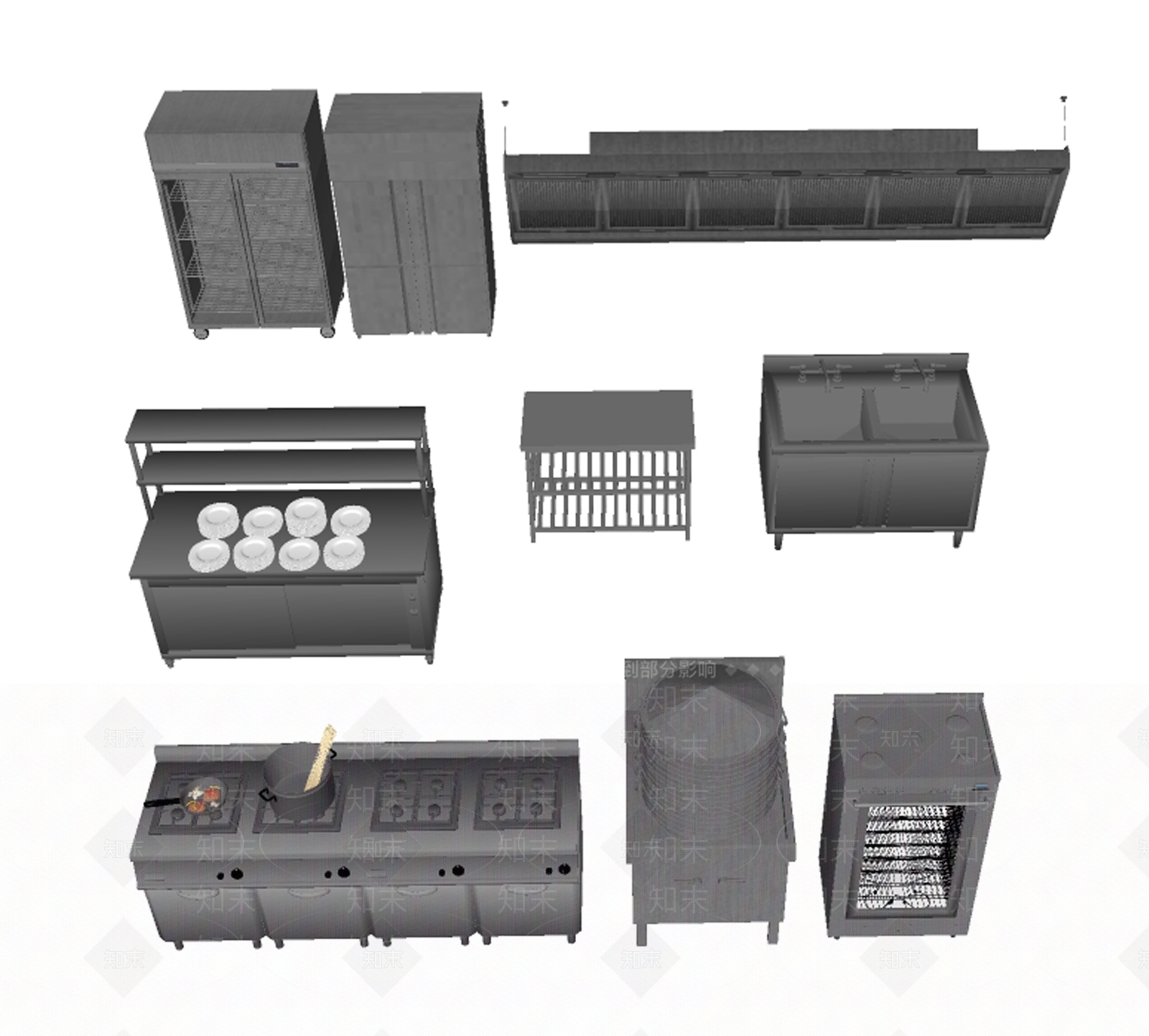 厨房用品组合SU模型下载【ID:1165111271】