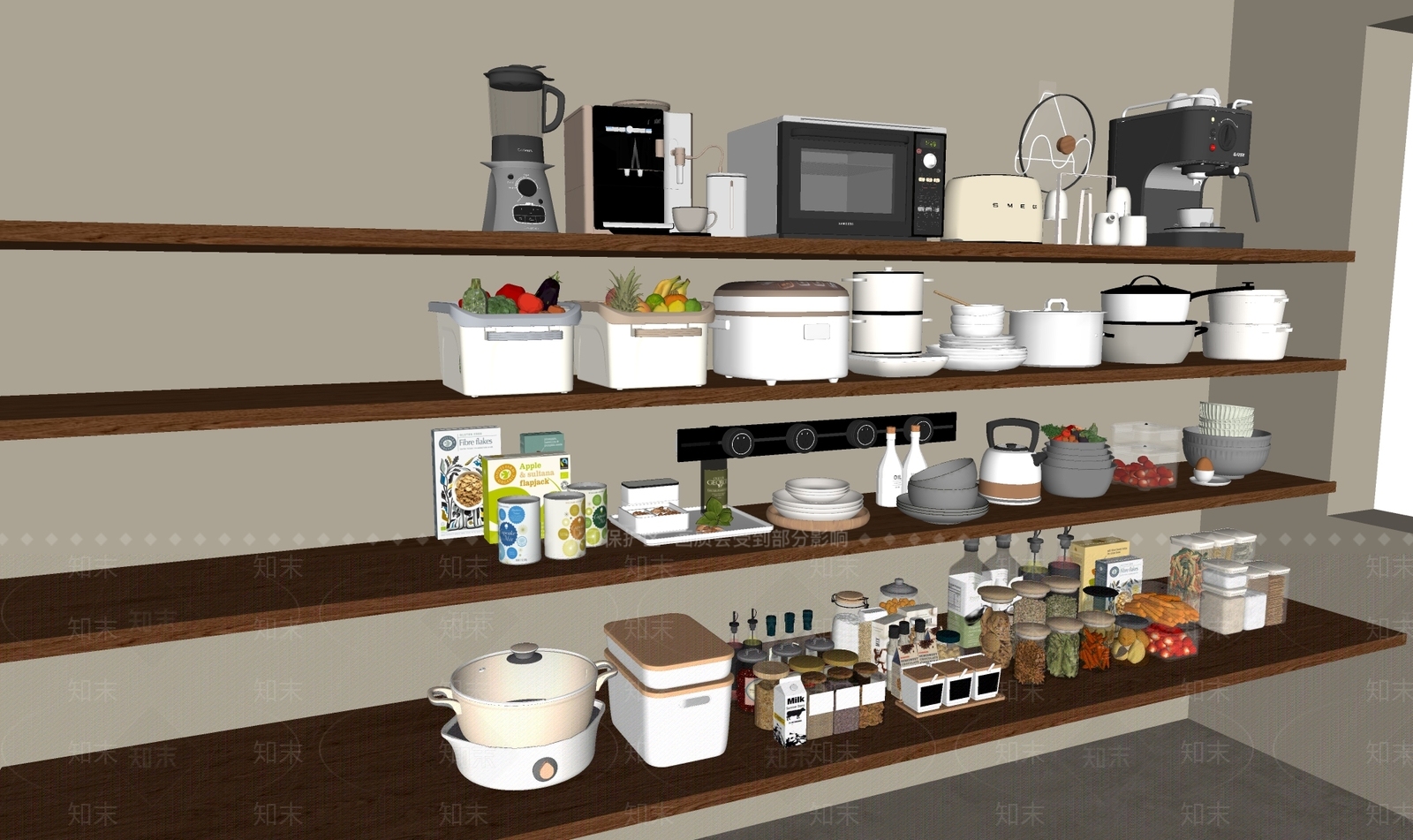 厨房用品组合SU模型下载【ID:1165111529】