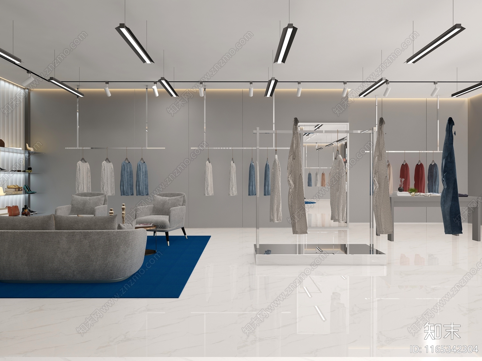 现代服装店cad施工图下载【ID:1165342304】