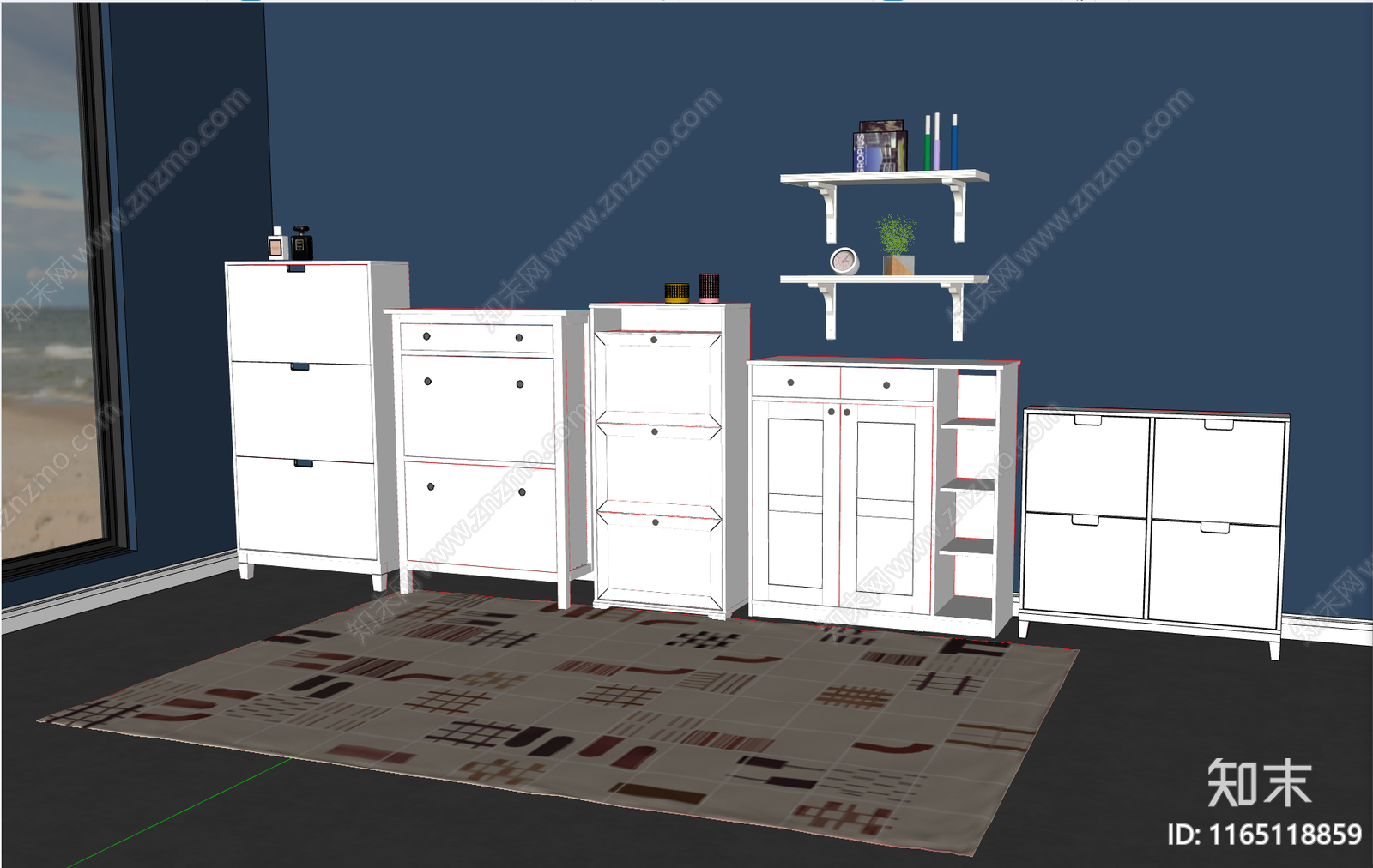 北欧现代鞋柜SU模型下载【ID:1165118859】
