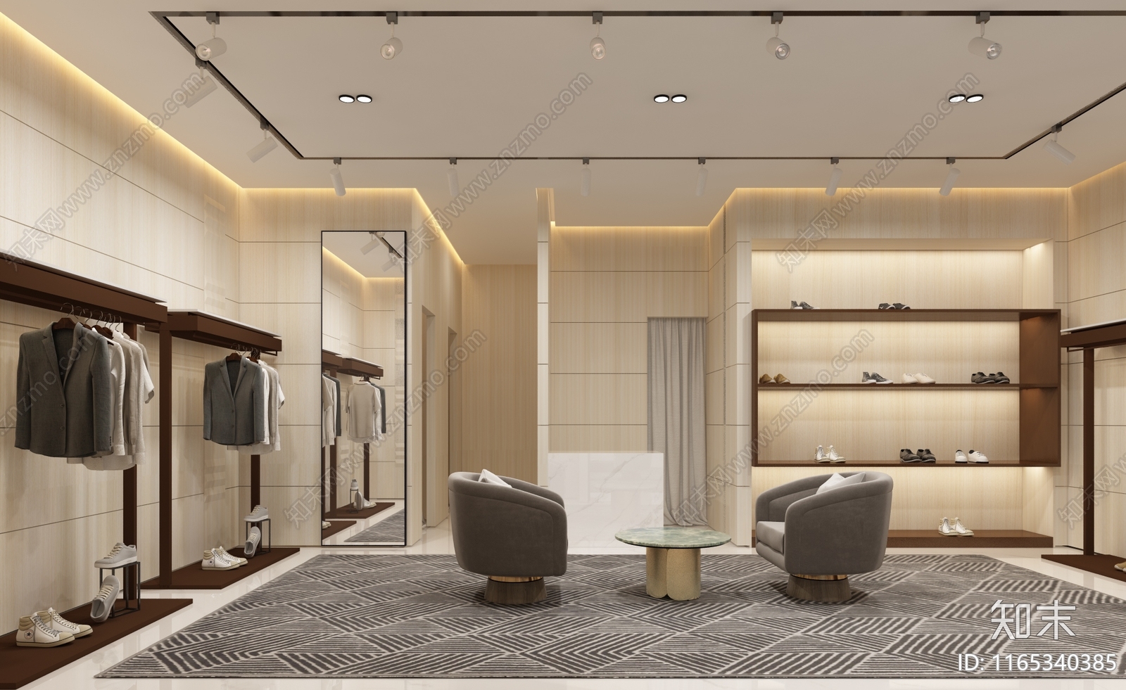 现代服装店cad施工图下载【ID:1165340385】