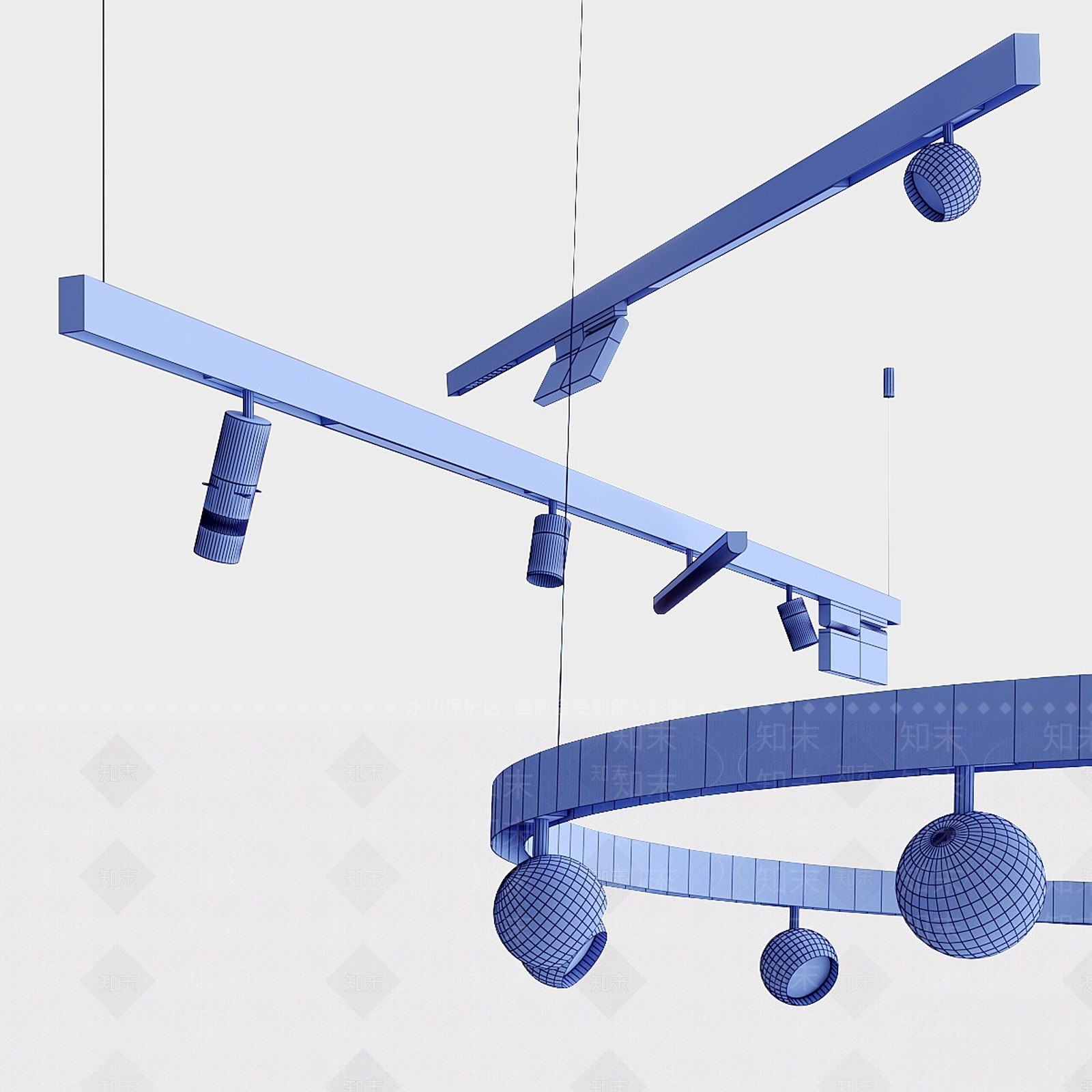 现代筒灯射灯组合3D模型下载【ID:1166764178】