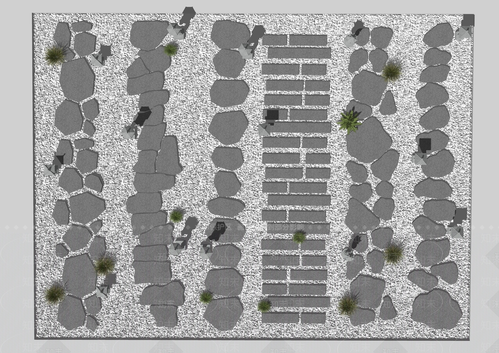 现代新中式园路SU模型下载【ID:1165125446】