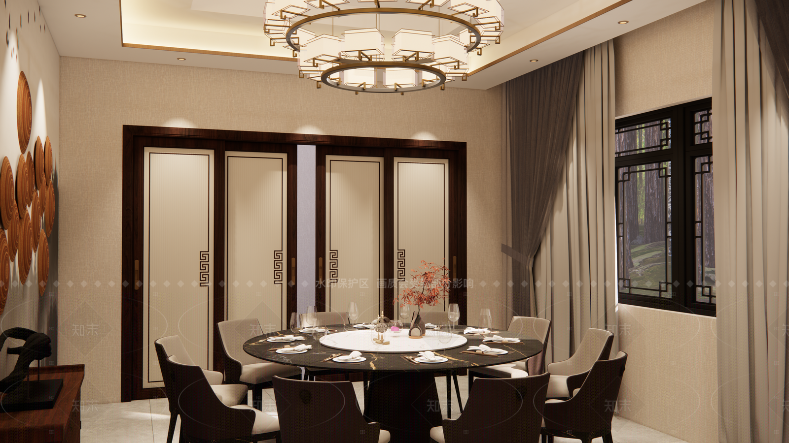 新中式中餐厅SU模型下载【ID:1165151913】