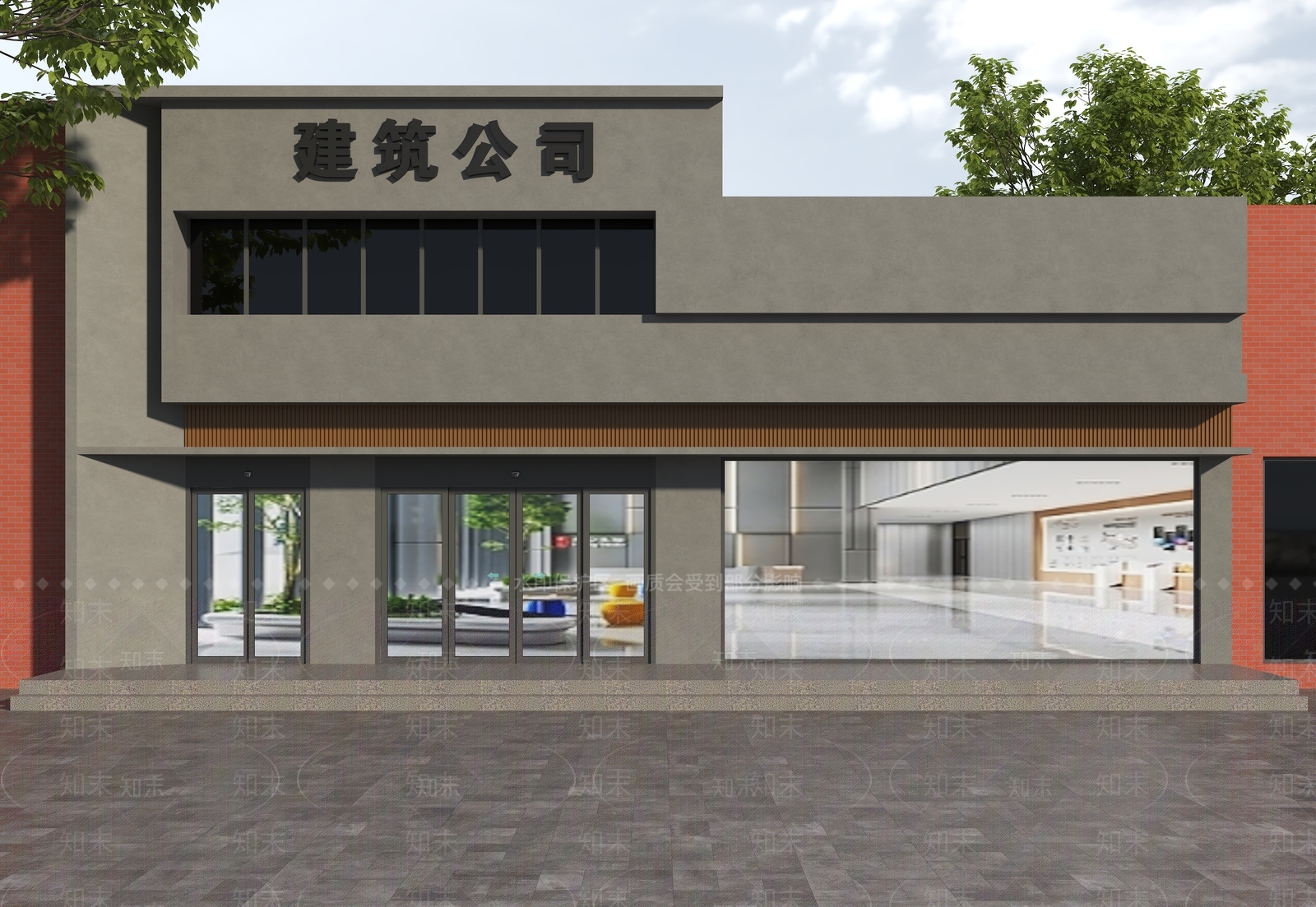 现代极简门头3D模型下载【ID:1165130236】