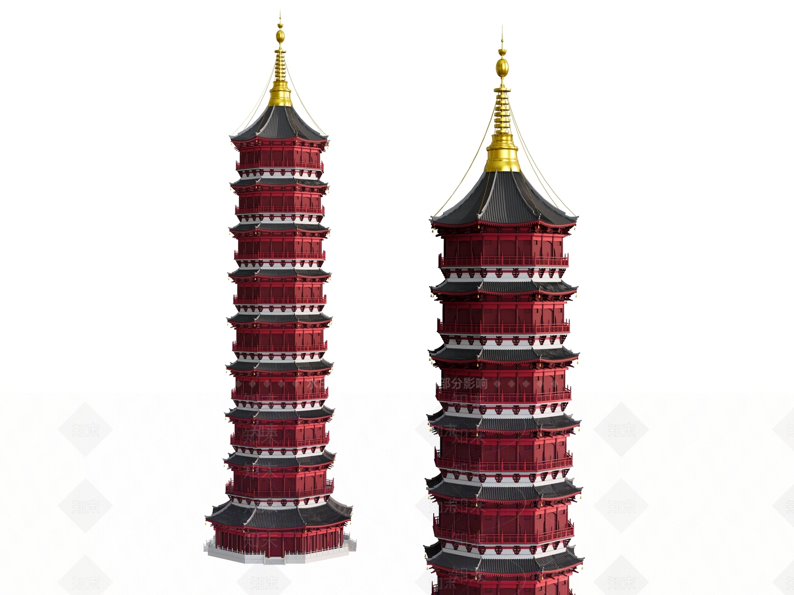 中式塔楼SU模型下载【ID:1165132701】