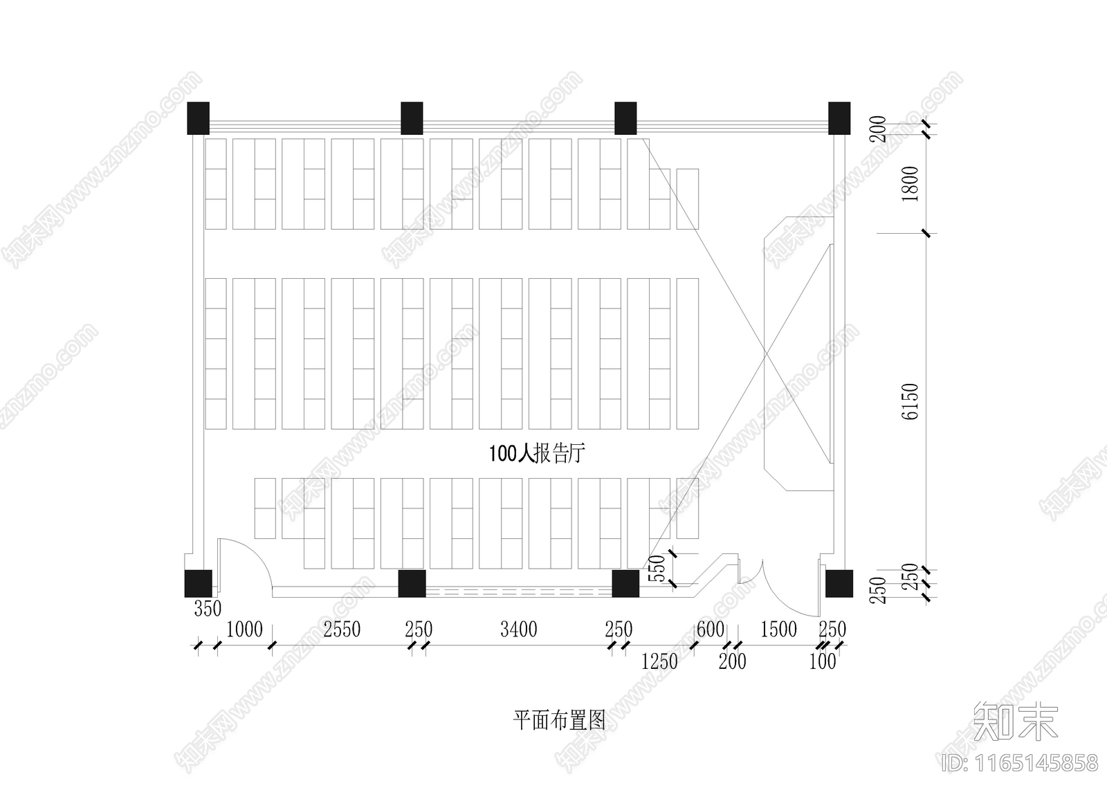 现代报告厅cad施工图下载【ID:1165145858】