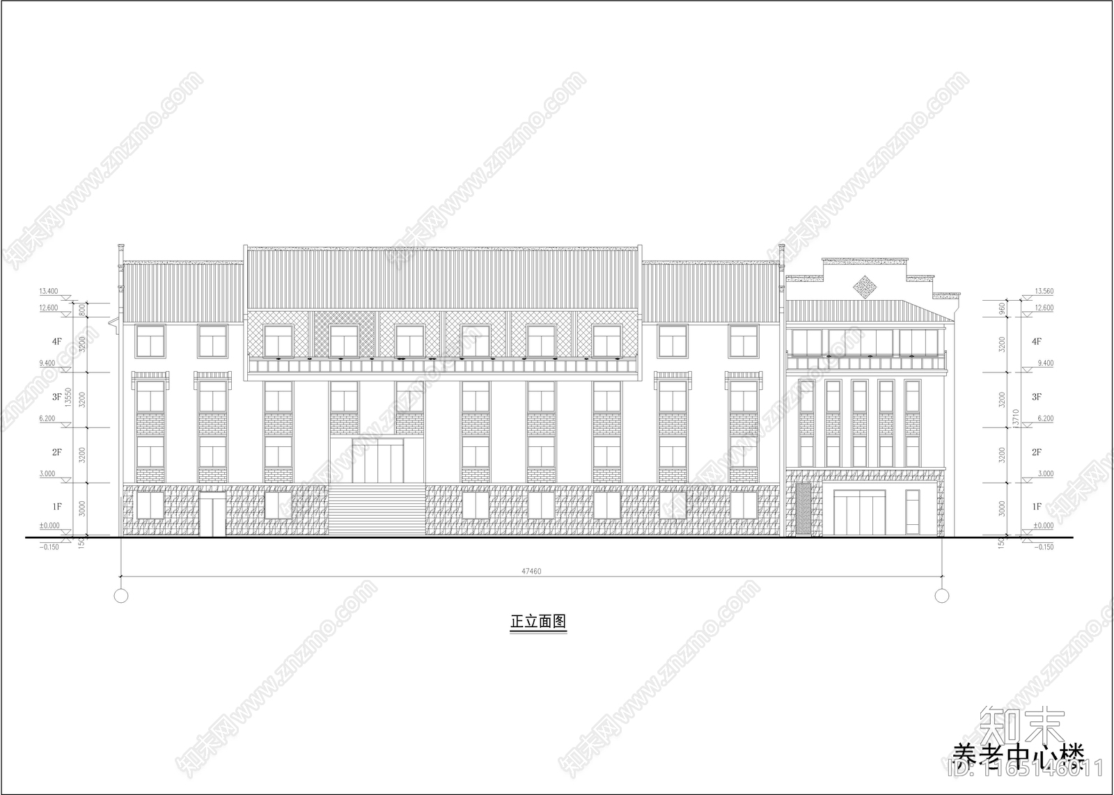 现代养老院cad施工图下载【ID:1165146011】