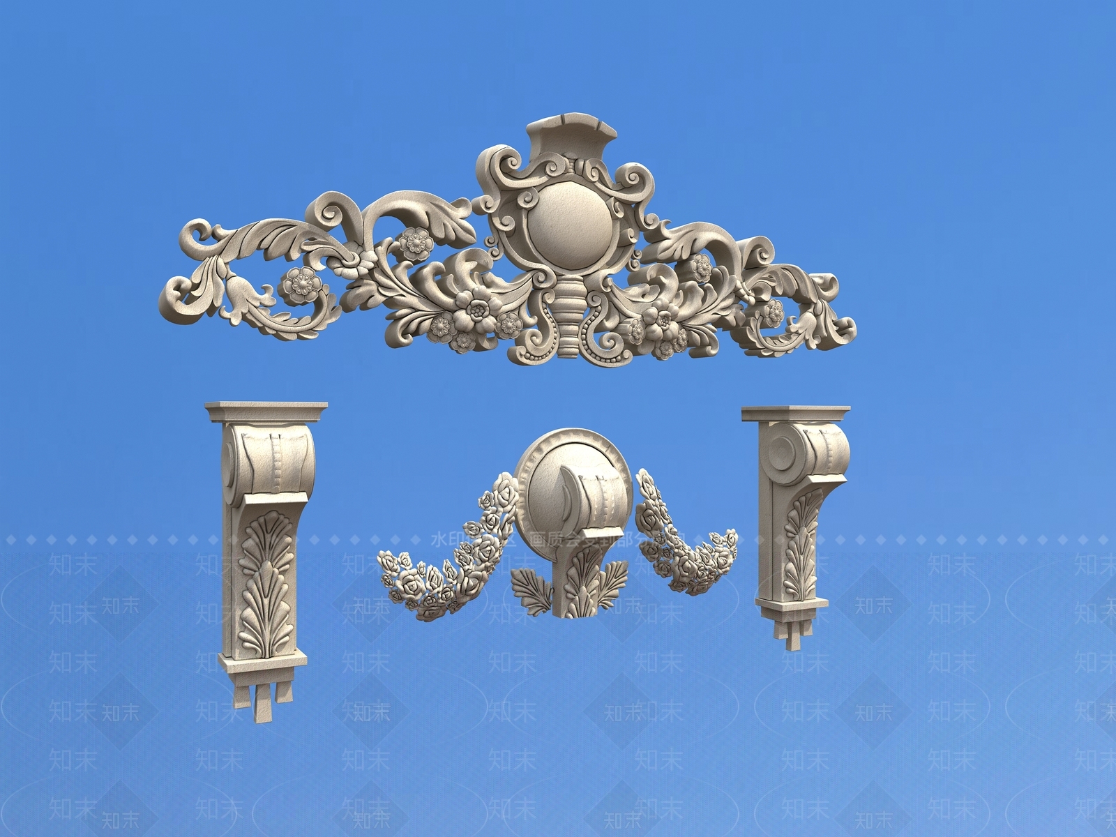 欧式雕花3D模型下载【ID:1165146850】