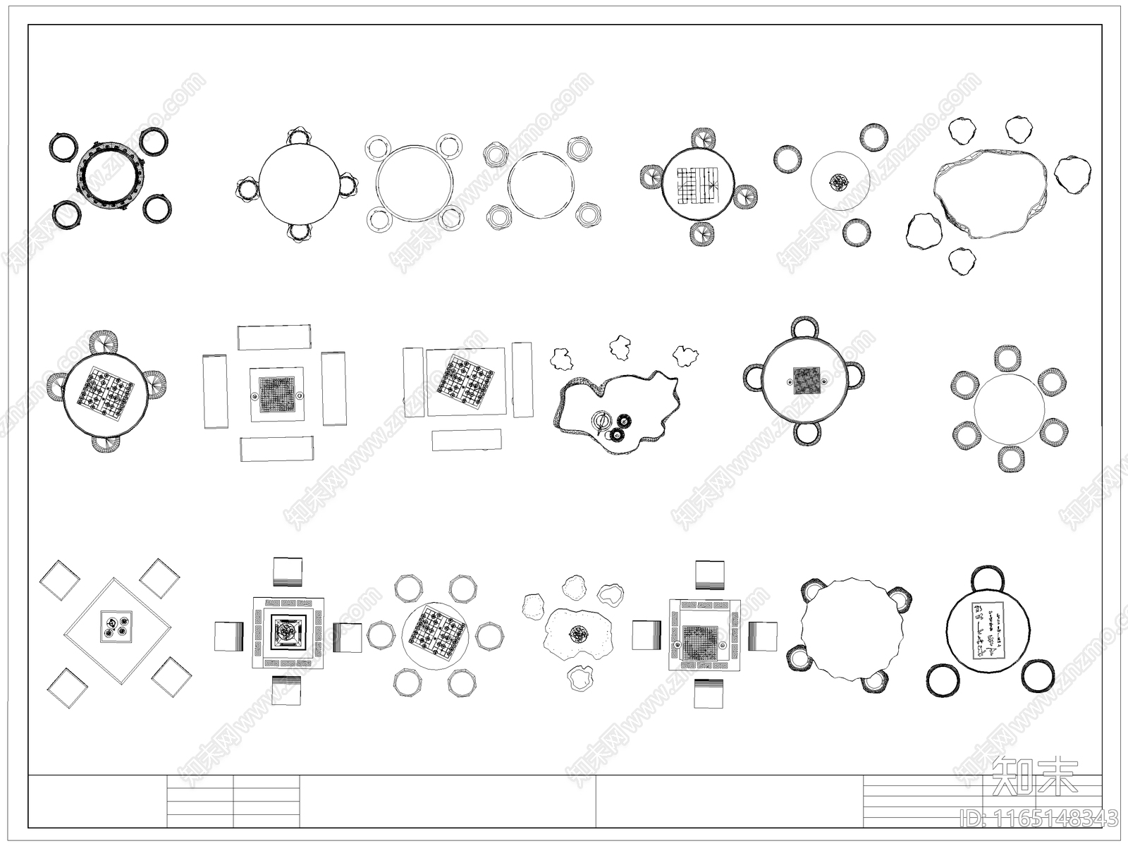中式桌椅施工图下载【ID:1165148343】
