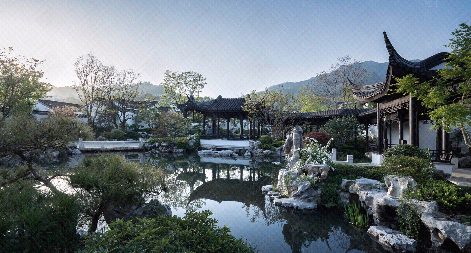 新中式中式小区外景贴图下载【ID:1165153149】