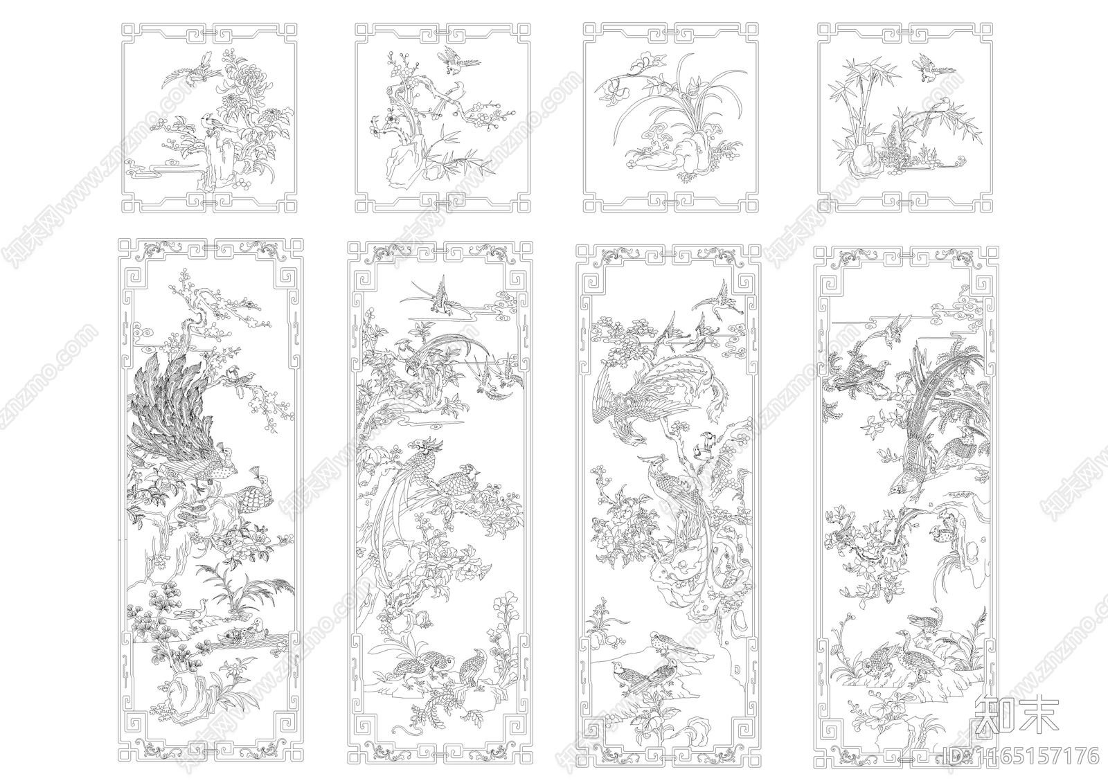 中式线条施工图下载【ID:1165157176】