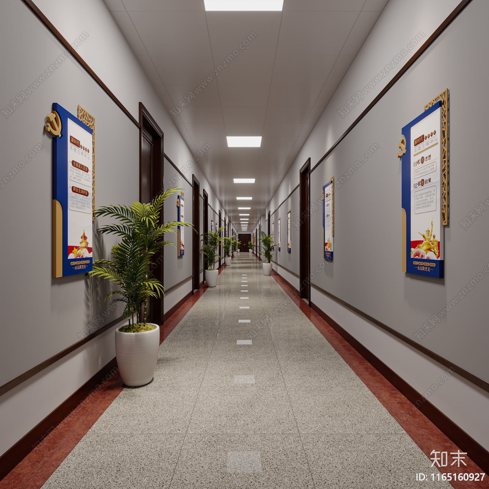 现代新中式党政机关3D模型下载【ID:1165160927】