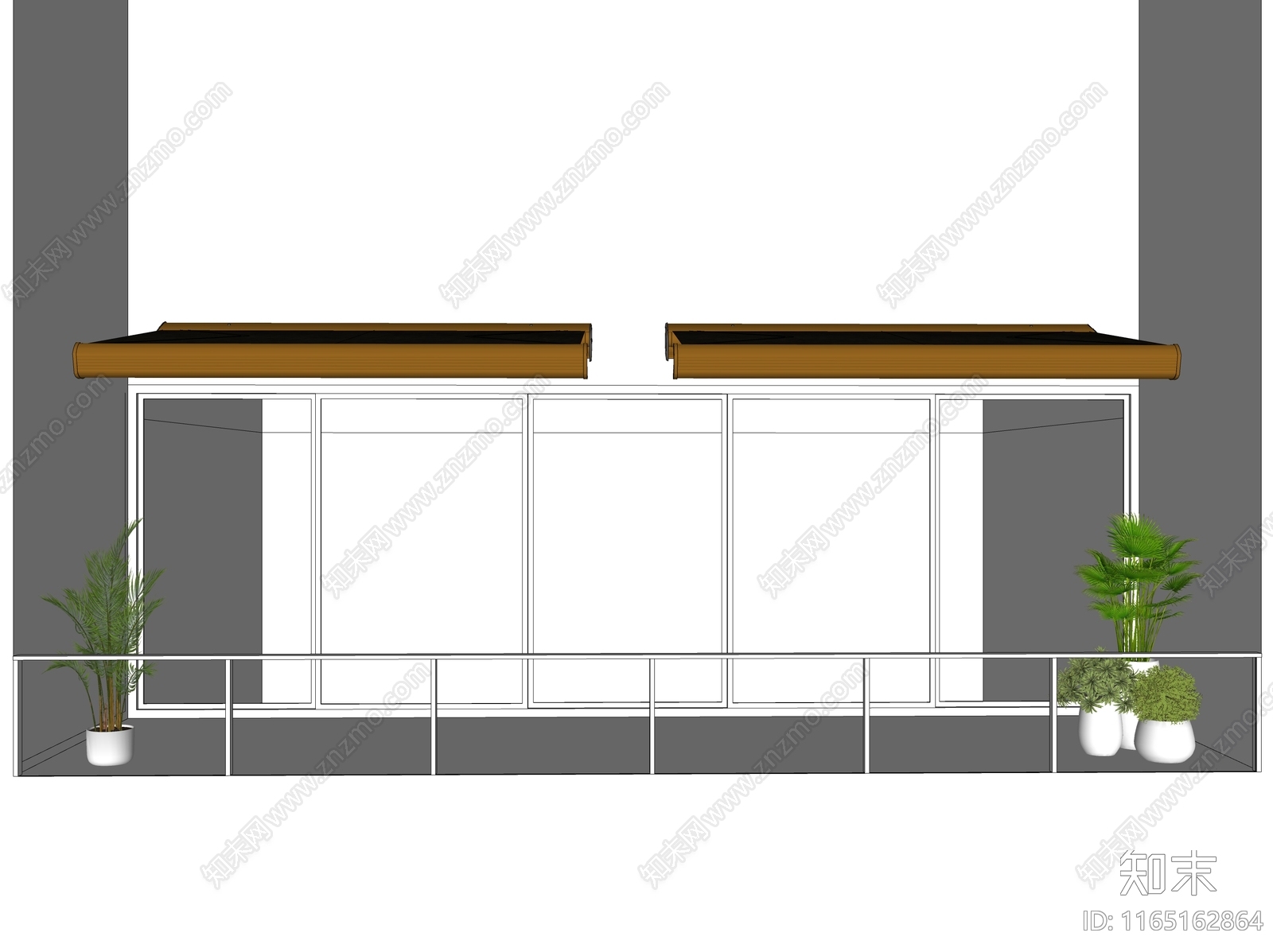 现代新中式雨棚SU模型下载【ID:1165162864】