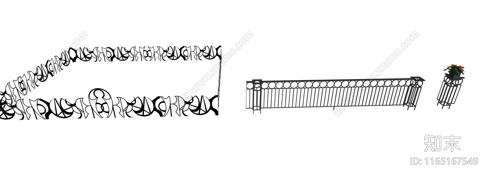 现代简约围栏护栏SU模型下载【ID:1165167549】