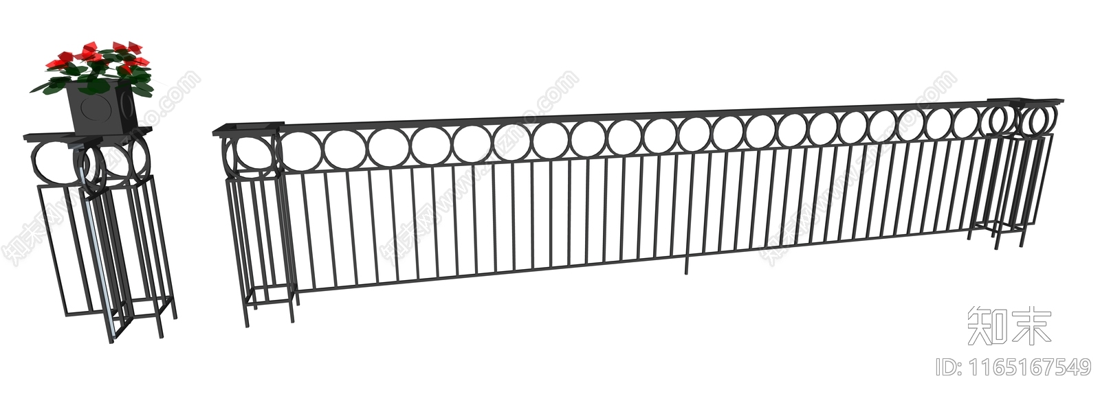 现代简约围栏护栏SU模型下载【ID:1165167549】