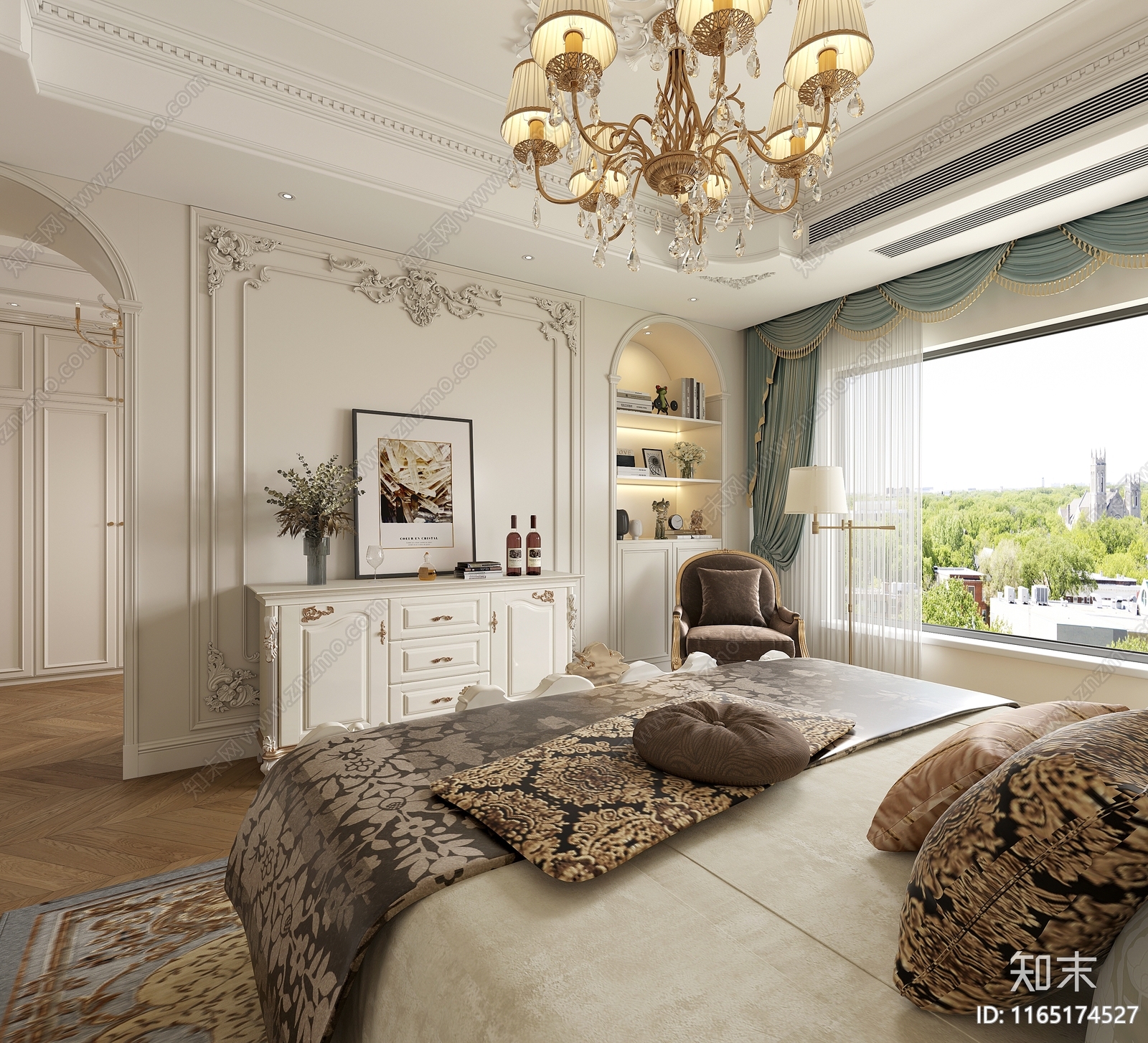 法式欧式家居卧室3D模型下载【ID:1165174527】