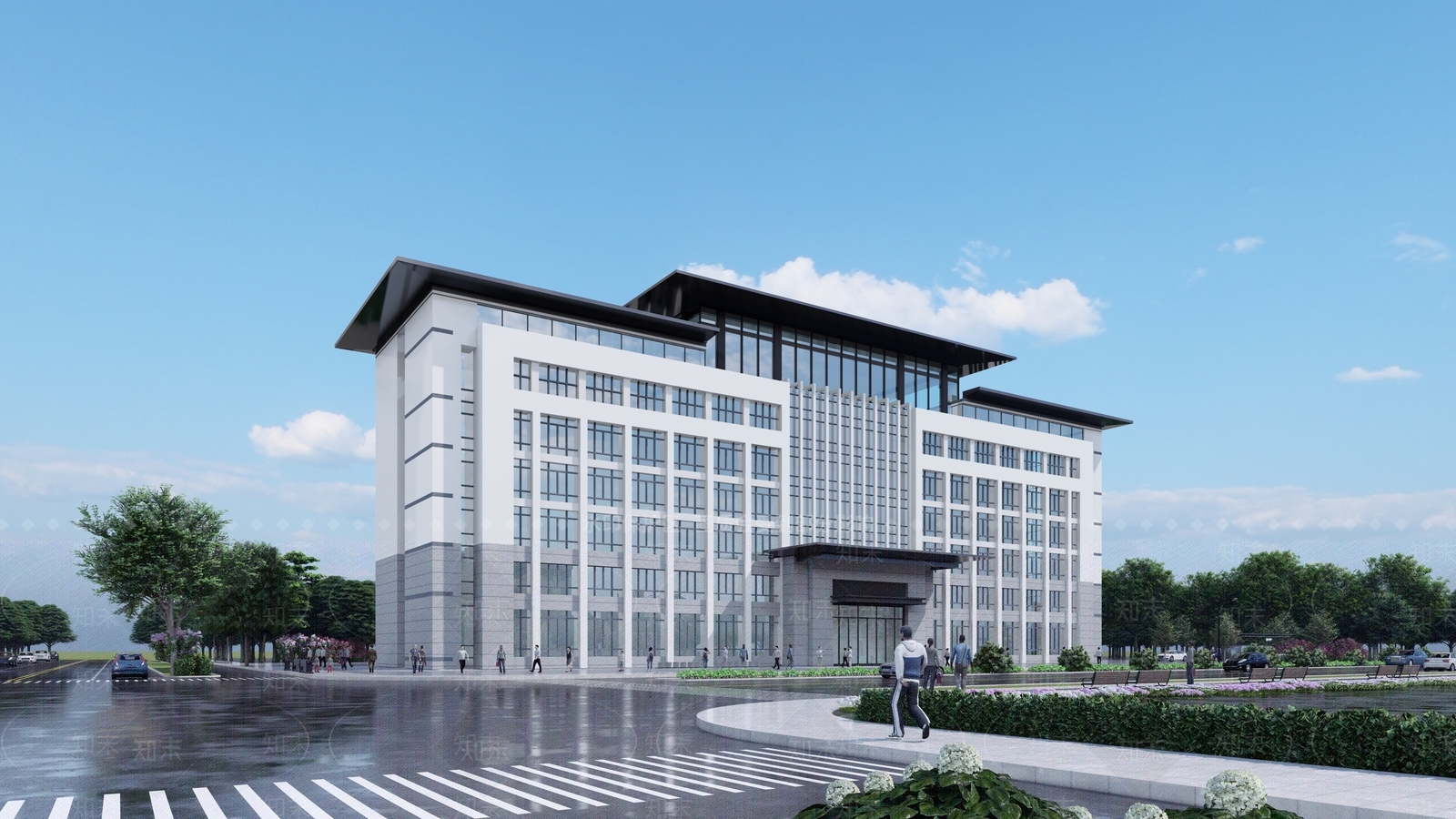新中式办公楼SU模型下载【ID:1165174168】