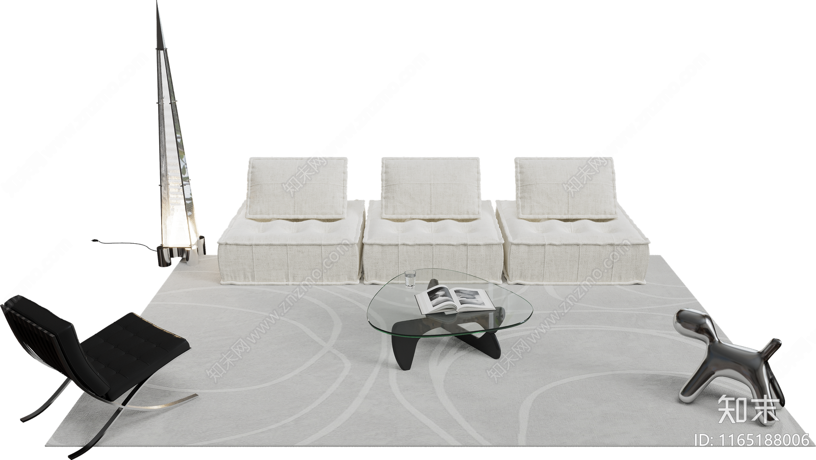 现代简约沙发组合3D模型下载【ID:1165188006】