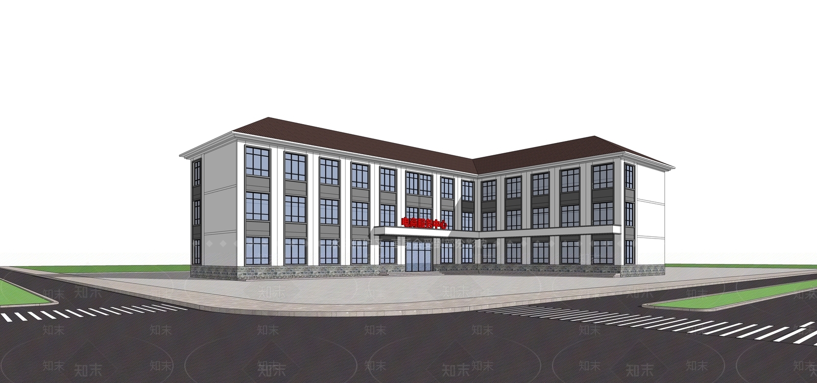 新中式现代办公楼SU模型下载【ID:1165193103】