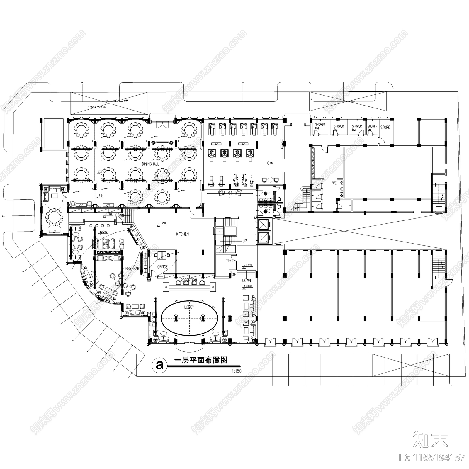 欧式酒店cad施工图下载【ID:1165194157】