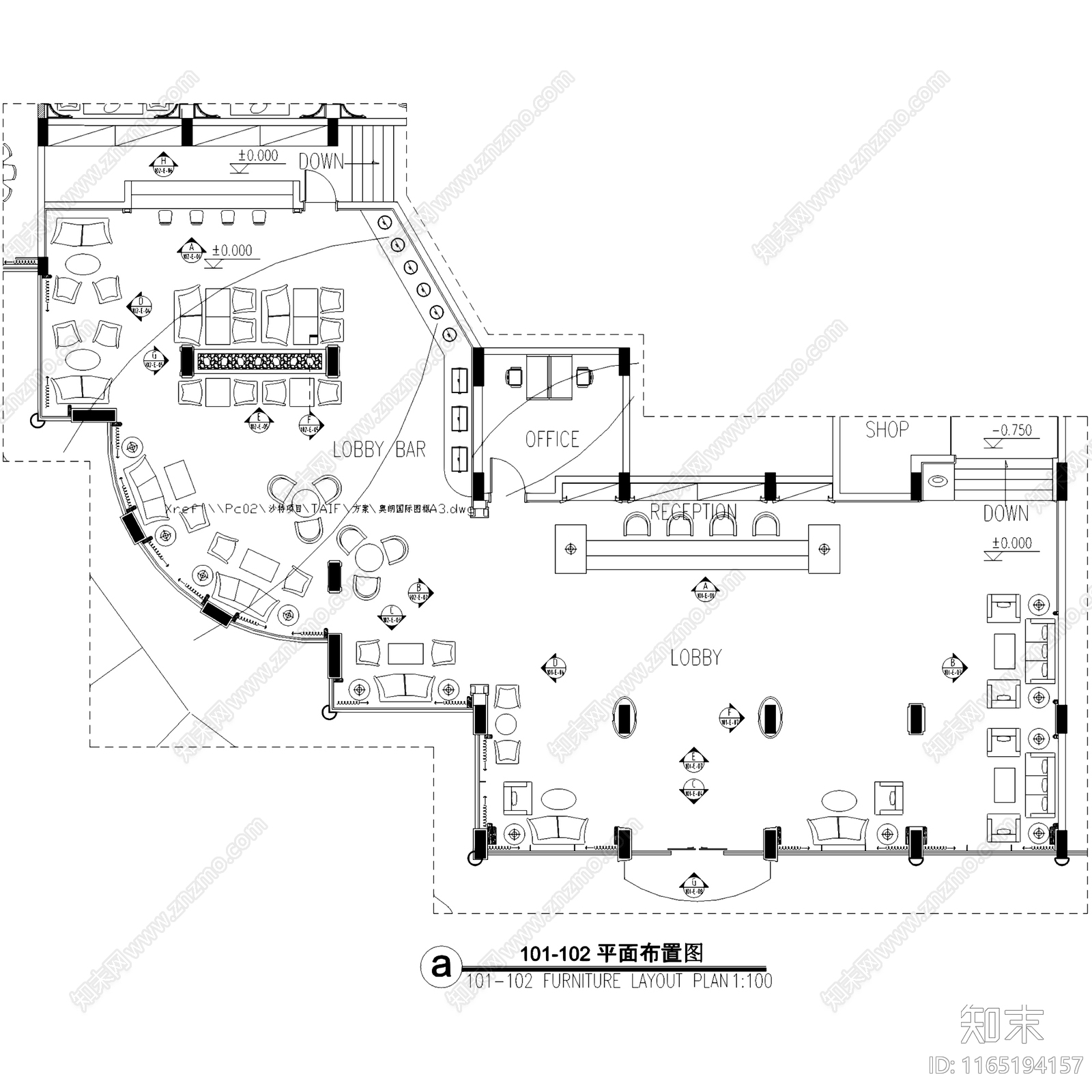 欧式酒店cad施工图下载【ID:1165194157】