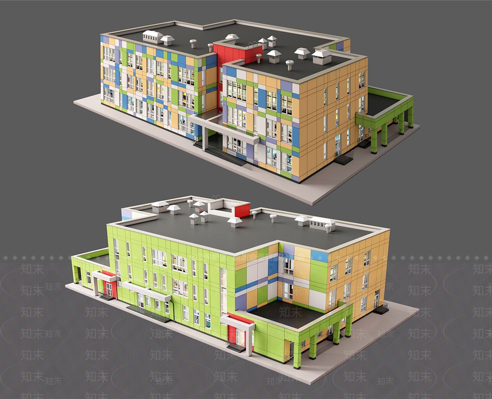现代轻奢学校外观3D模型下载【ID:1165204024】
