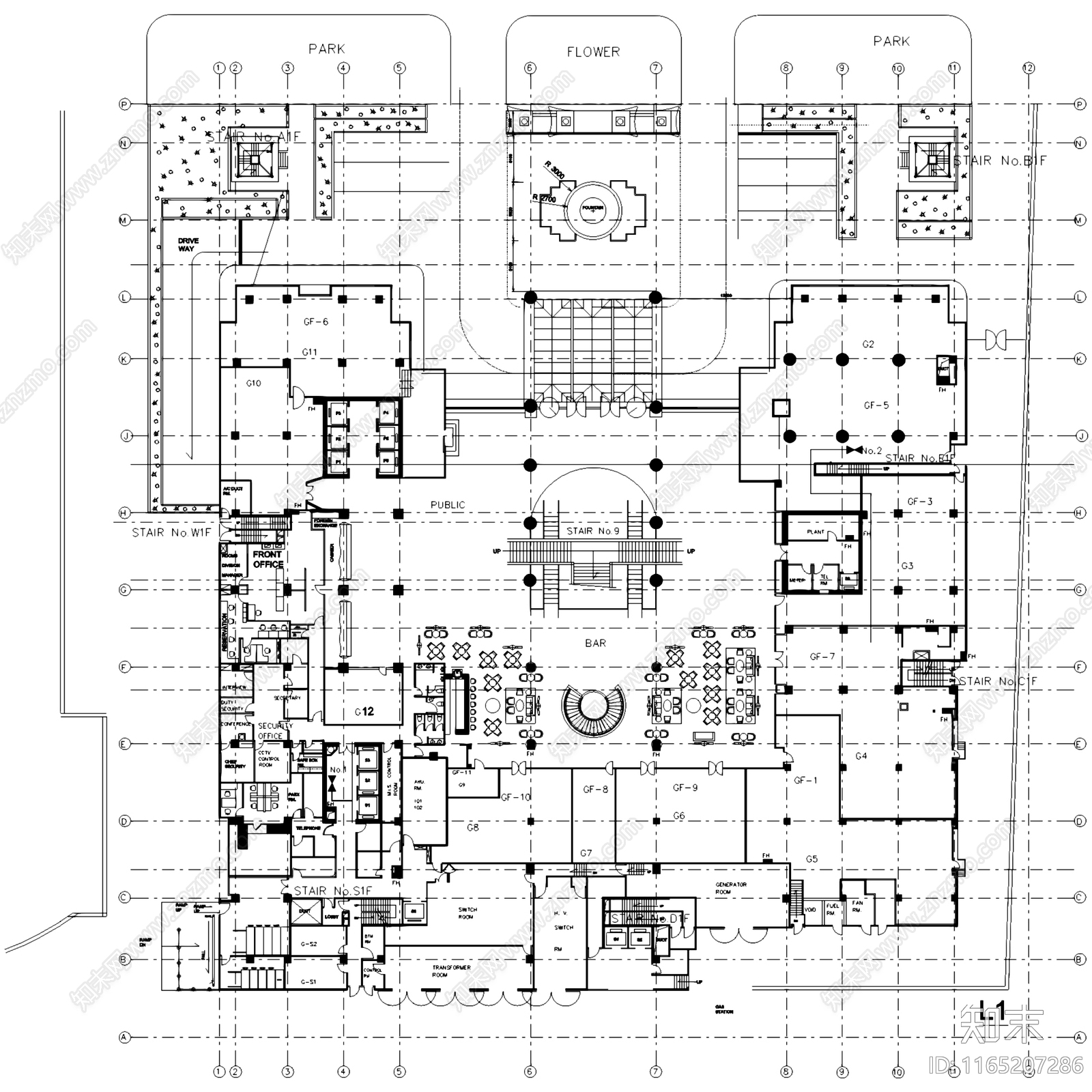 现代中式酒店建筑cad施工图下载【ID:1165207286】