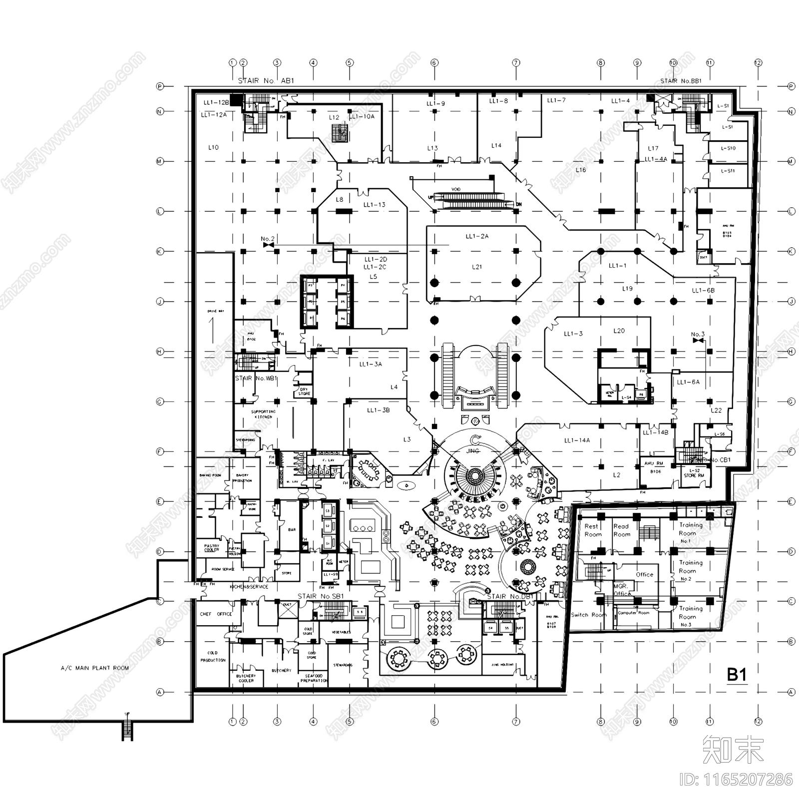 现代中式酒店建筑cad施工图下载【ID:1165207286】