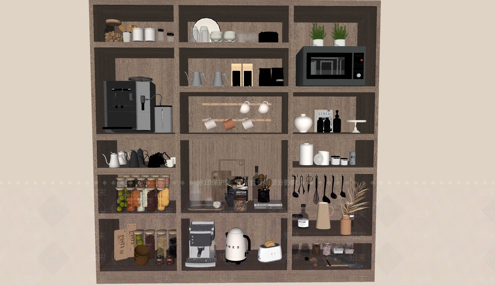 厨房用品组合SU模型下载【ID:1165223231】