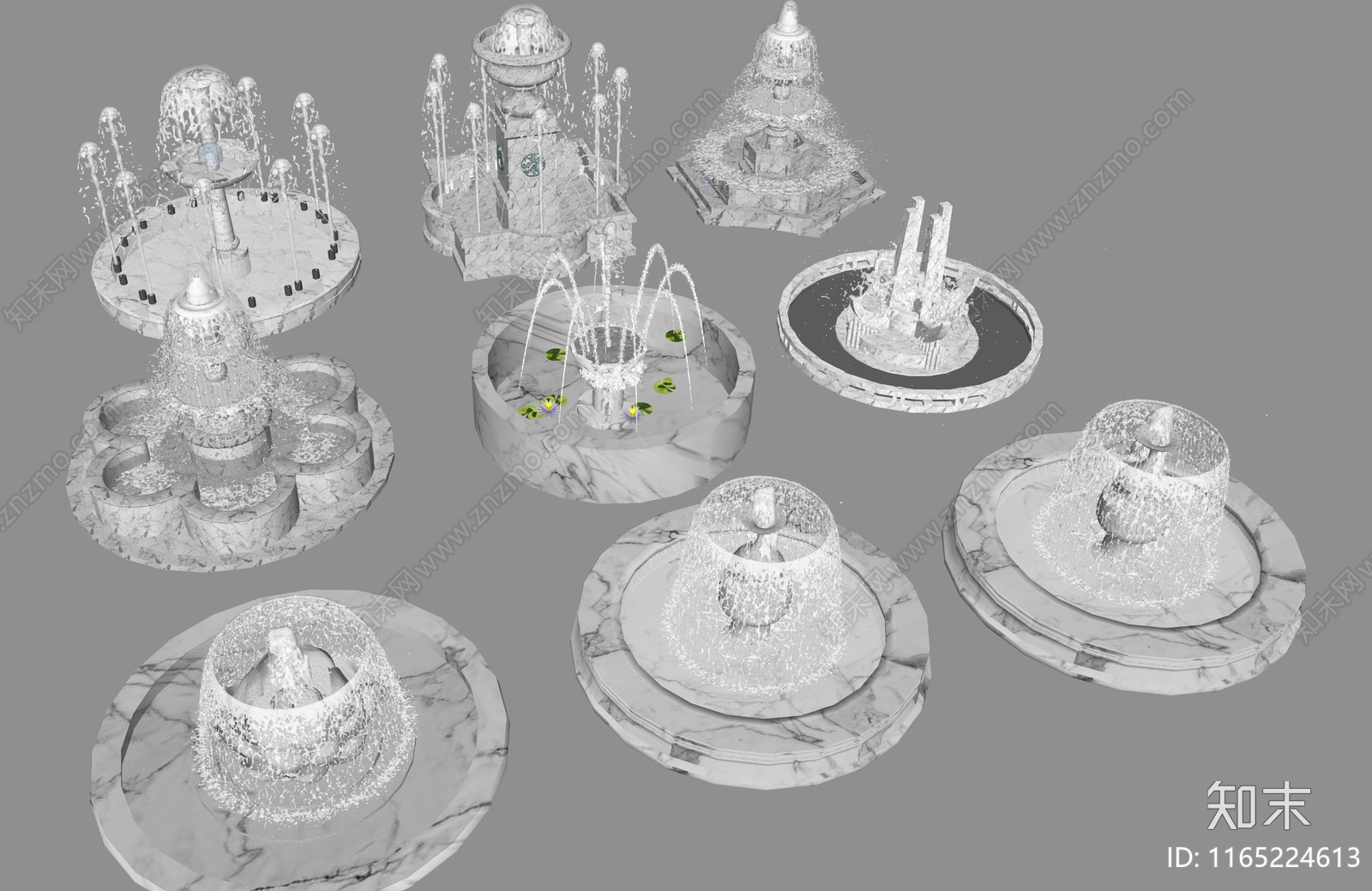 现代喷泉SU模型下载【ID:1165224613】
