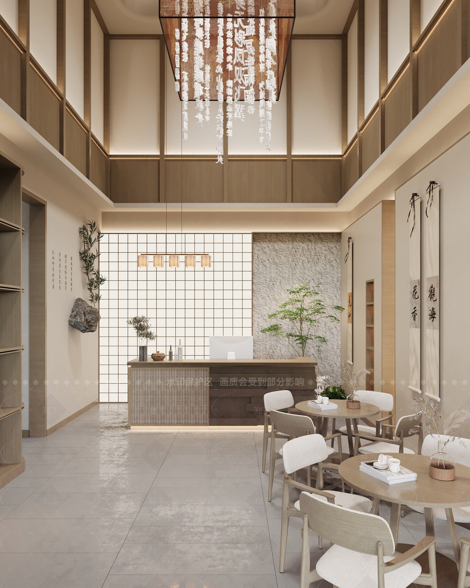 现代新中式接待室3D模型下载【ID:1165239609】
