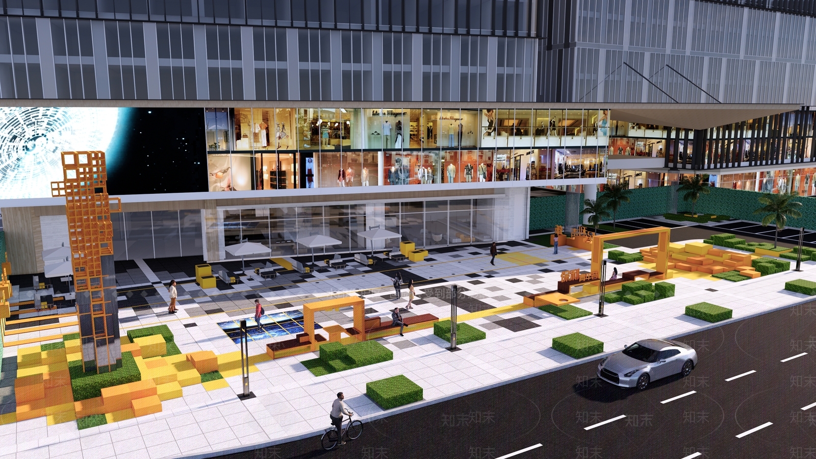 现代商业街SU模型下载【ID:1165240868】