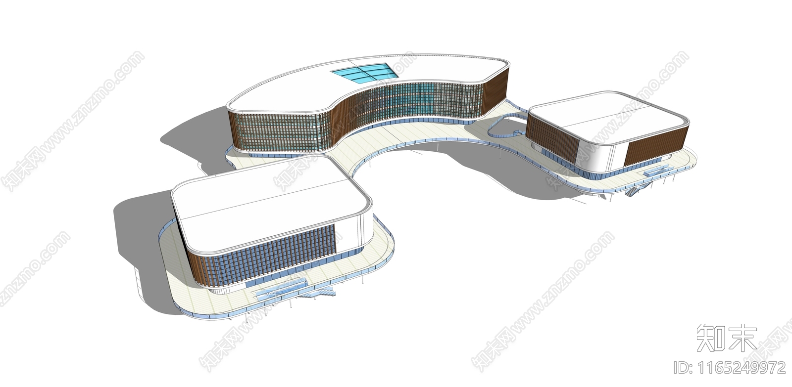 现代展览馆建筑SU模型下载【ID:1165249972】
