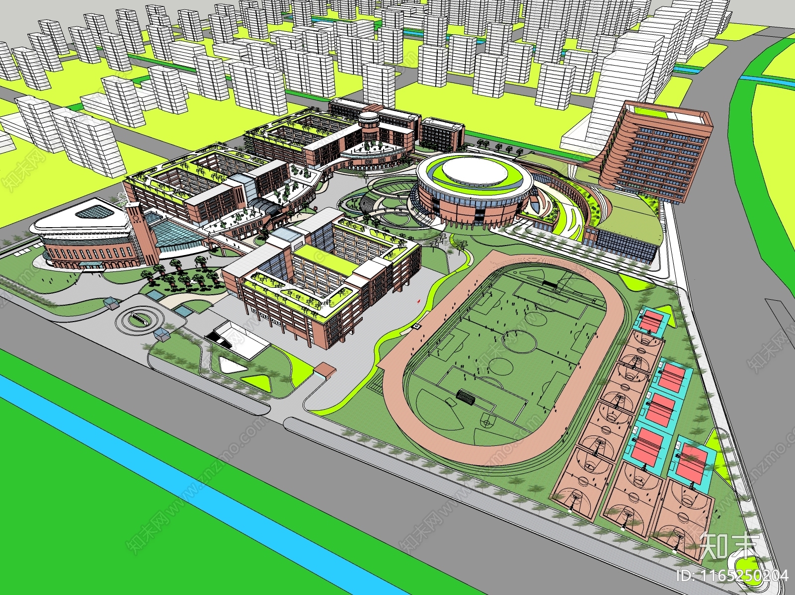 现代学校建筑SU模型下载【ID:1165250204】