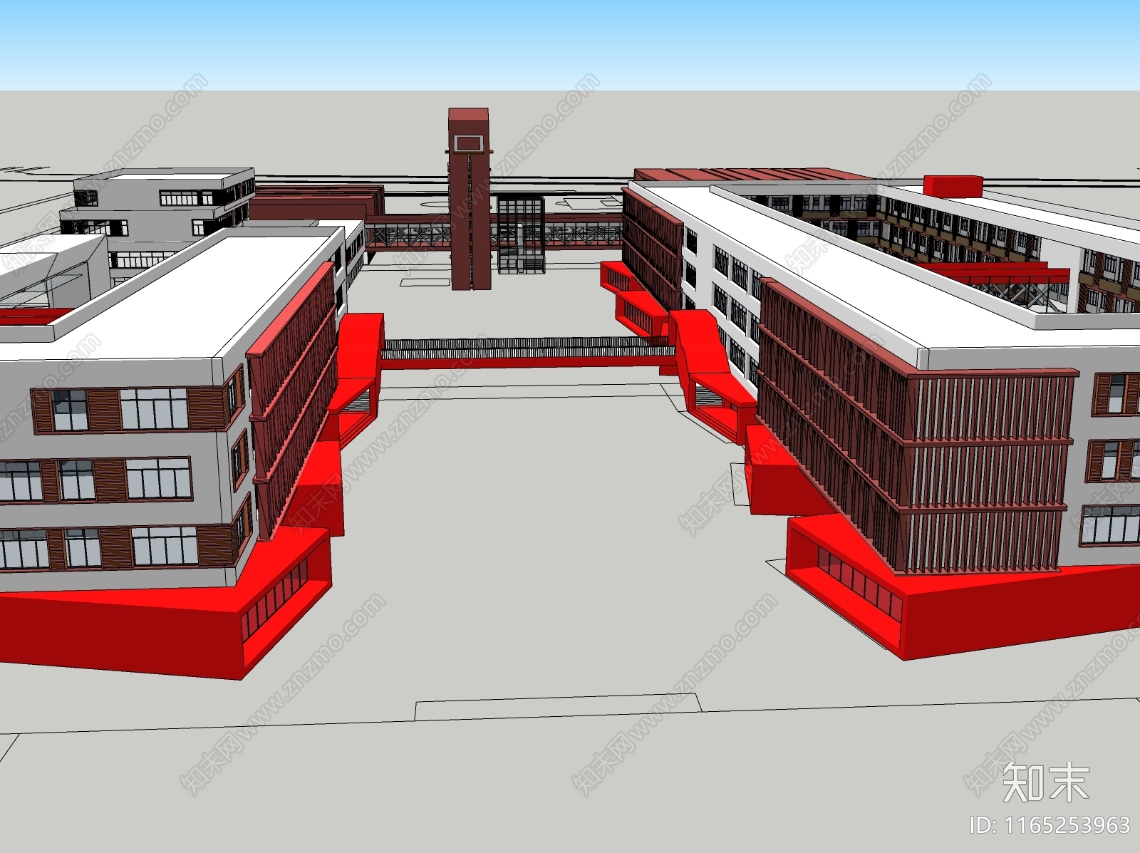 现代学校建筑SU模型下载【ID:1165253963】