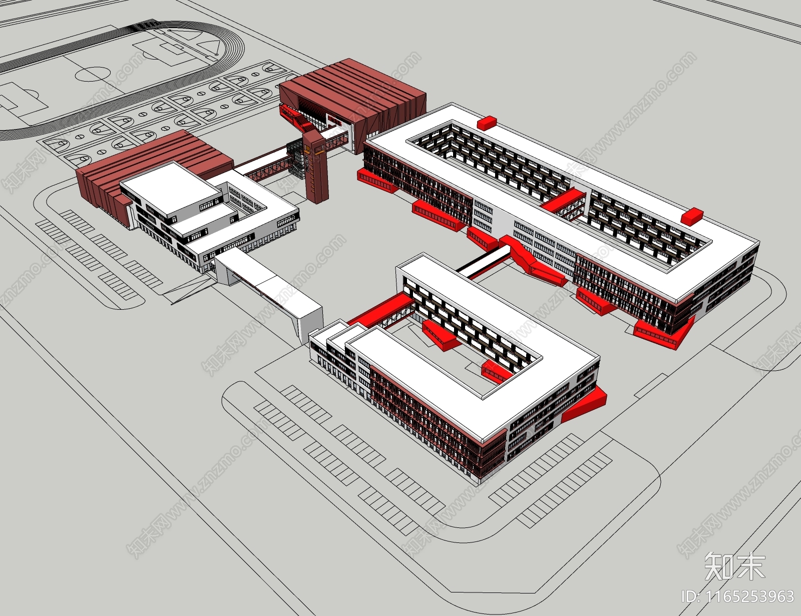 现代学校建筑SU模型下载【ID:1165253963】