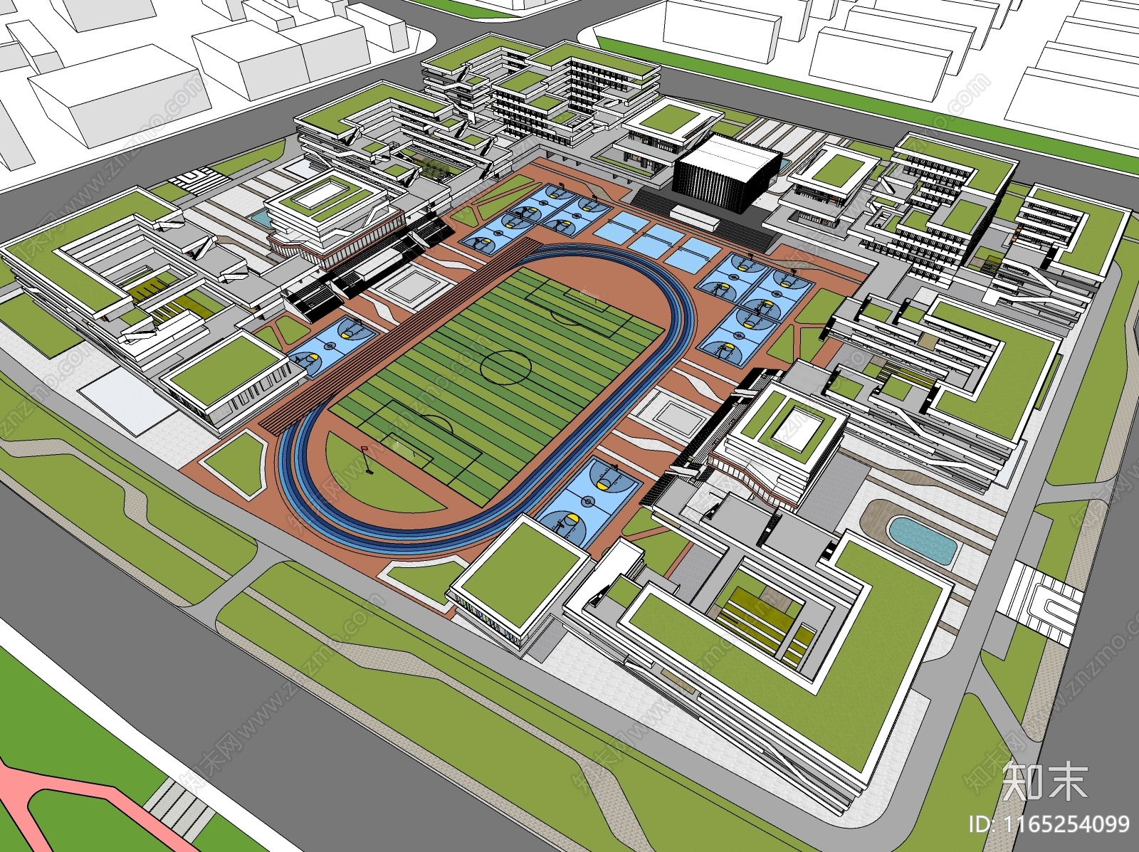 现代学校建筑SU模型下载【ID:1165254099】