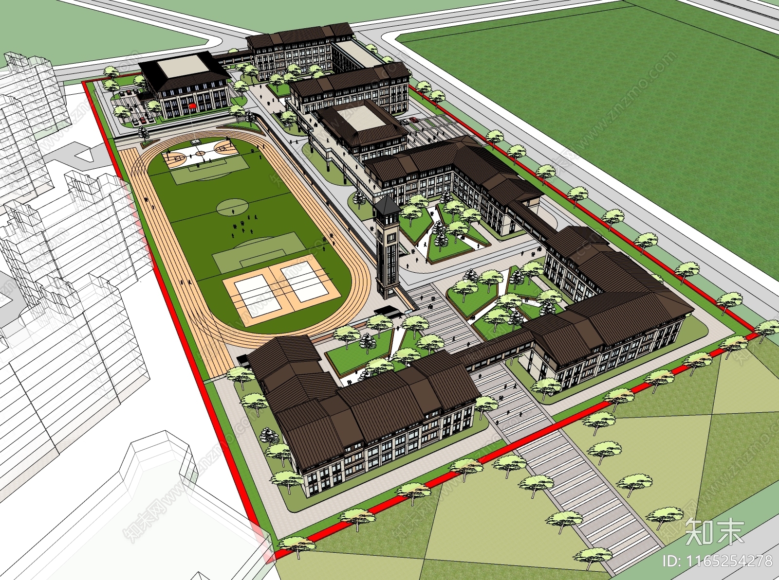 现代学校建筑SU模型下载【ID:1165254278】