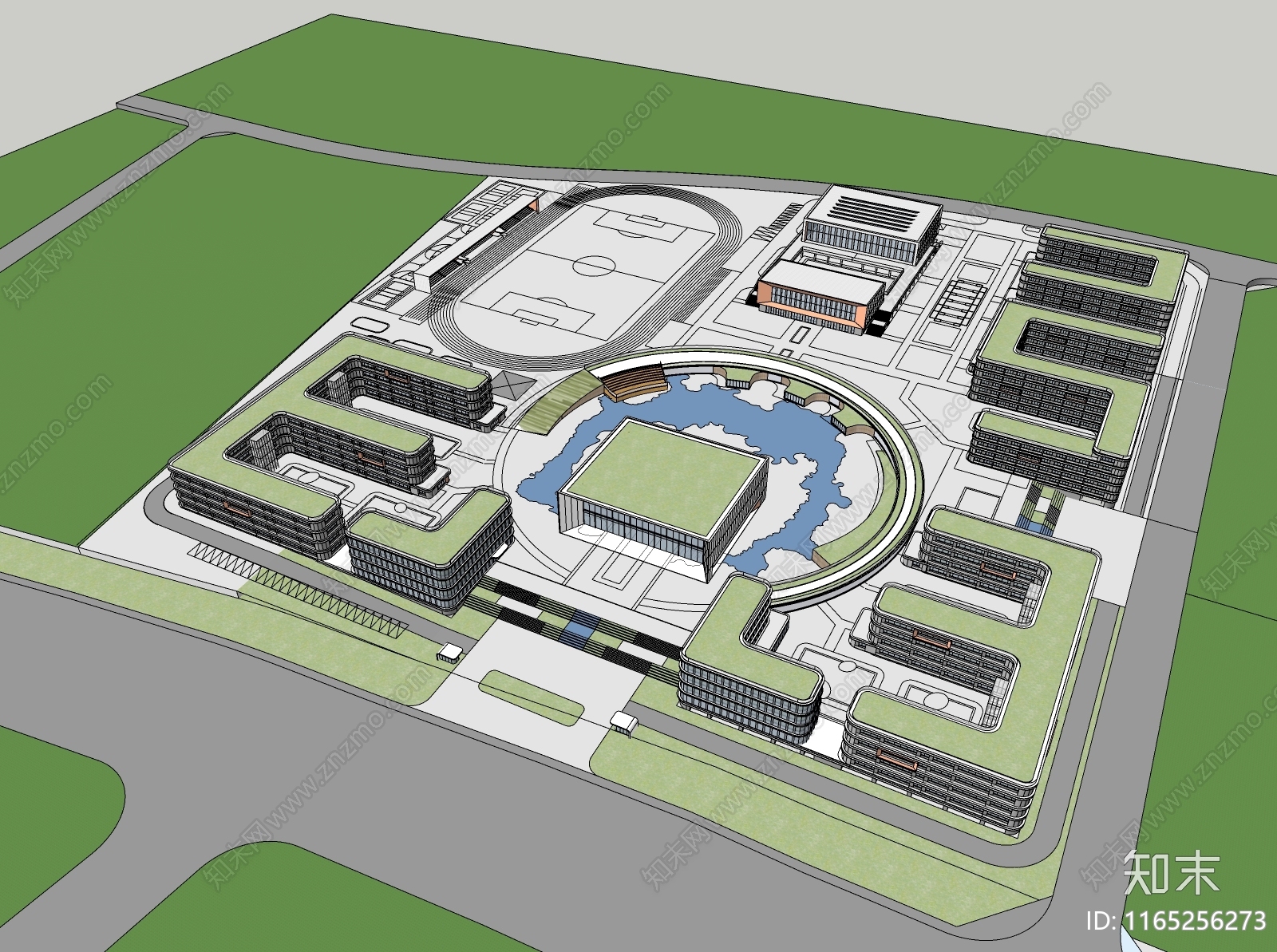 现代学校建筑SU模型下载【ID:1165256273】