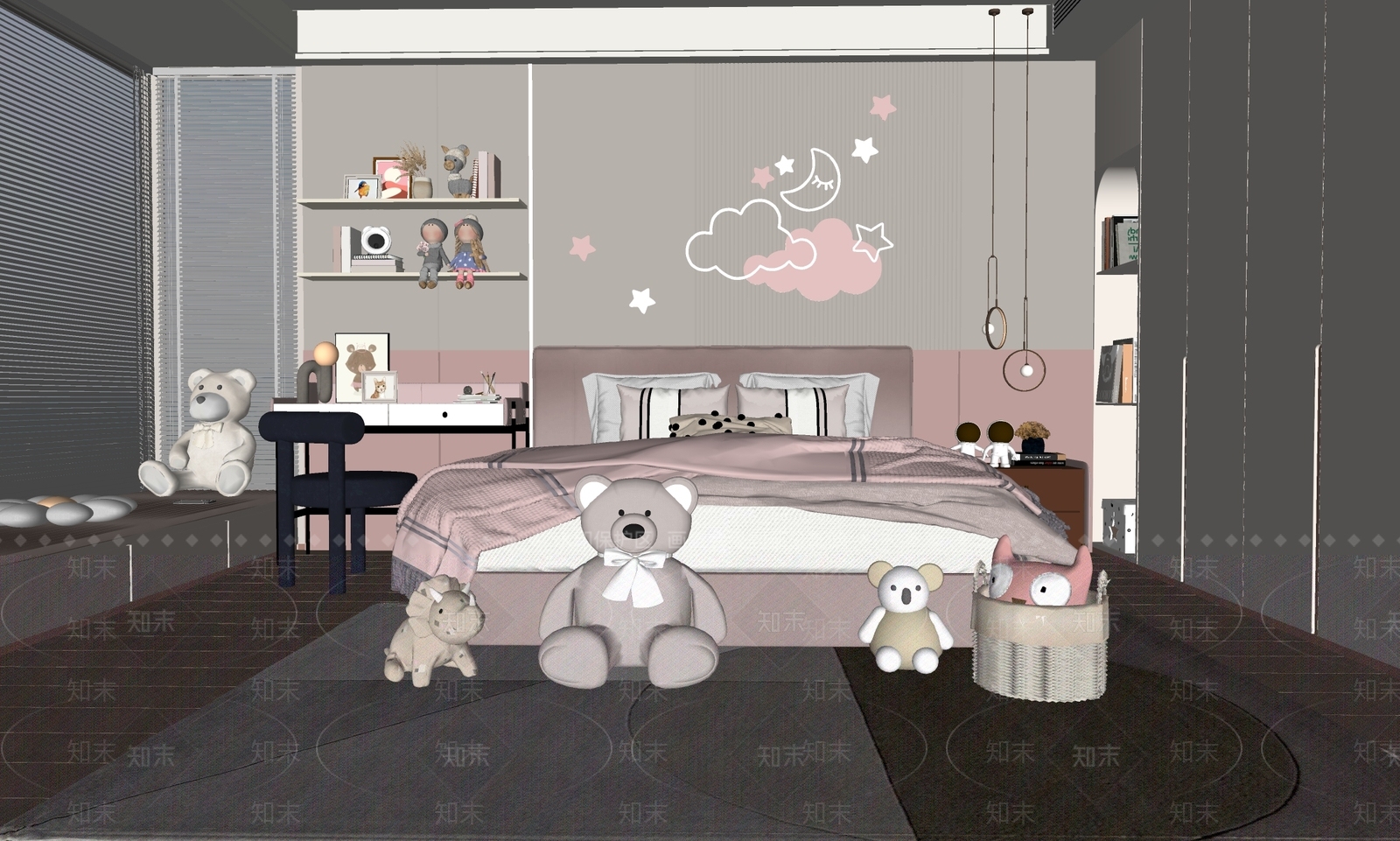 现代通用儿童房SU模型下载【ID:1165263698】