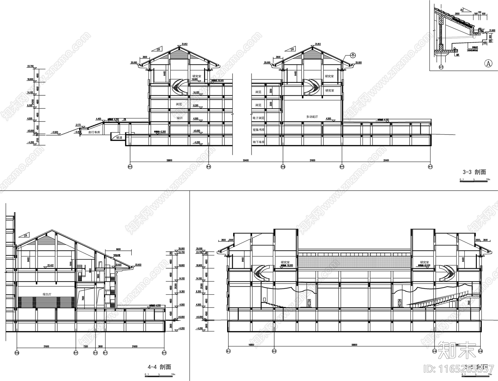 现代新中式图书馆建筑施工图下载【ID:1165265357】