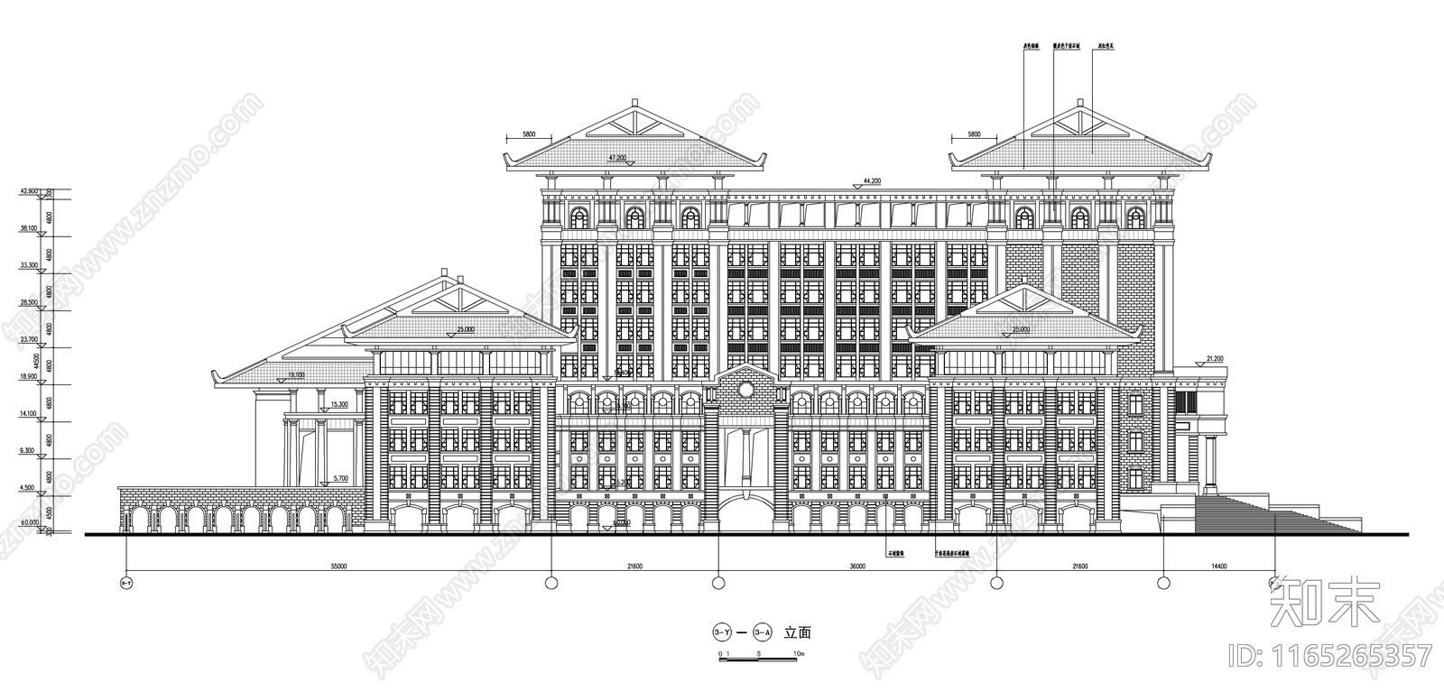 现代新中式图书馆建筑施工图下载【ID:1165265357】