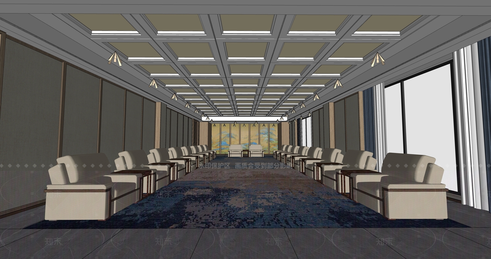 现代接待室SU模型下载【ID:1215955380】