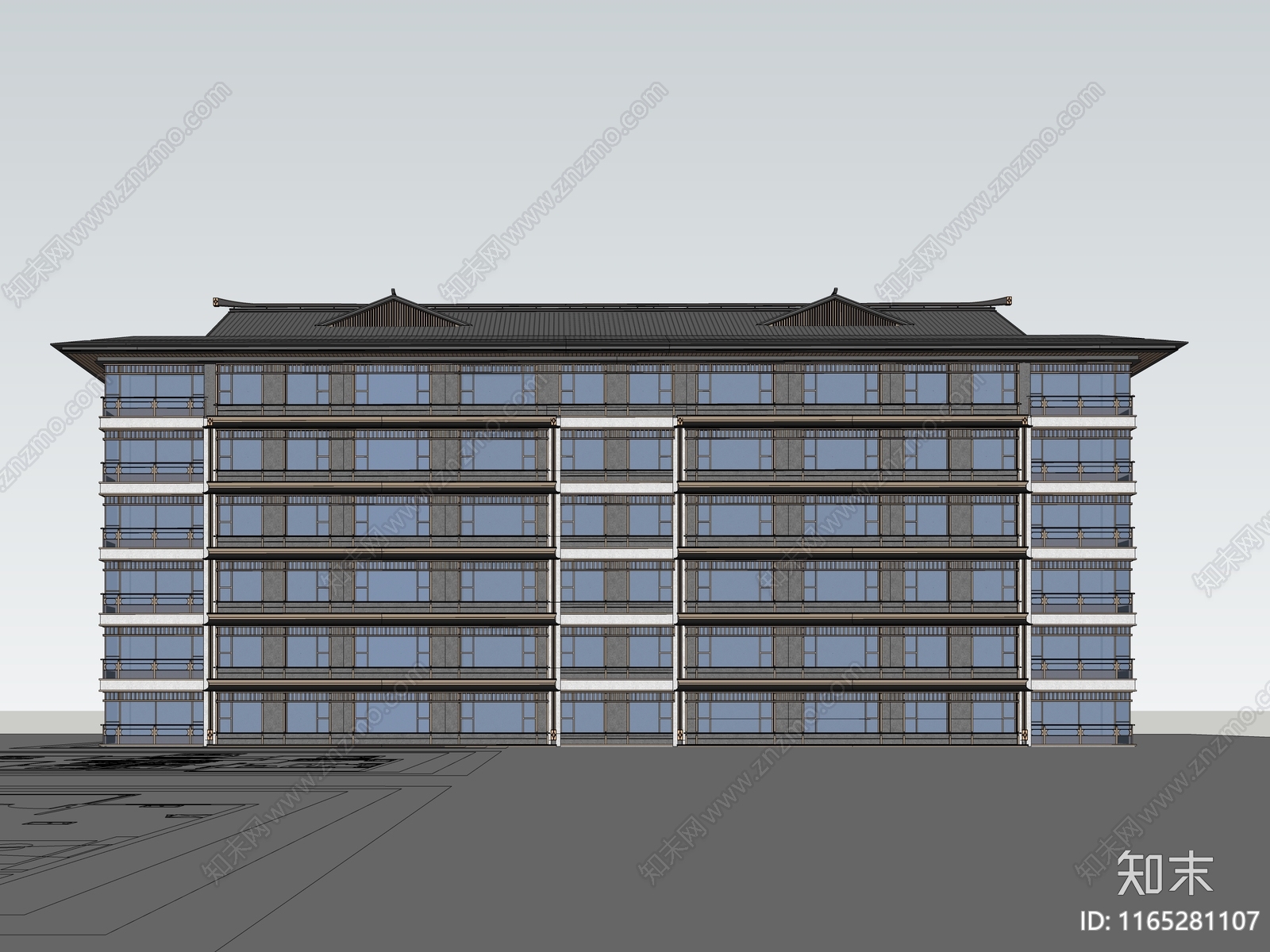 新中式中式多层住宅SU模型下载【ID:1165281107】