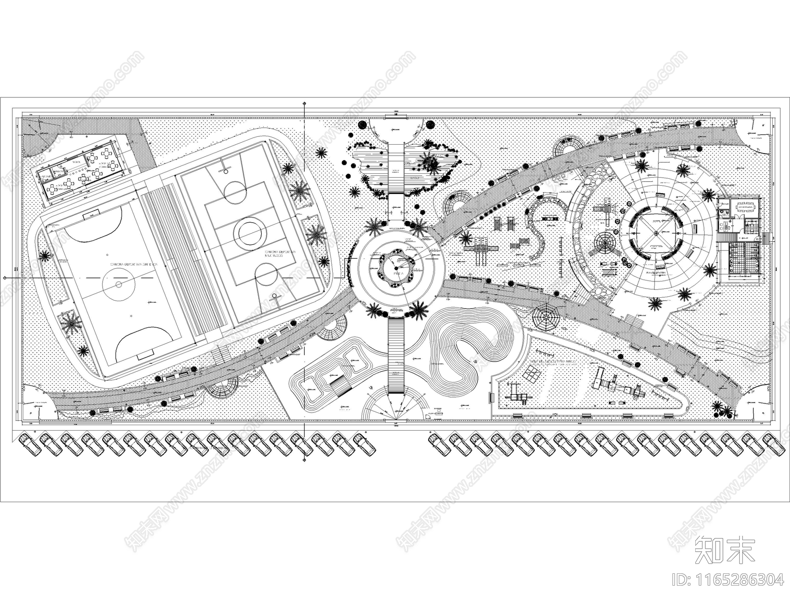 现代公园景观施工图下载【ID:1165286304】