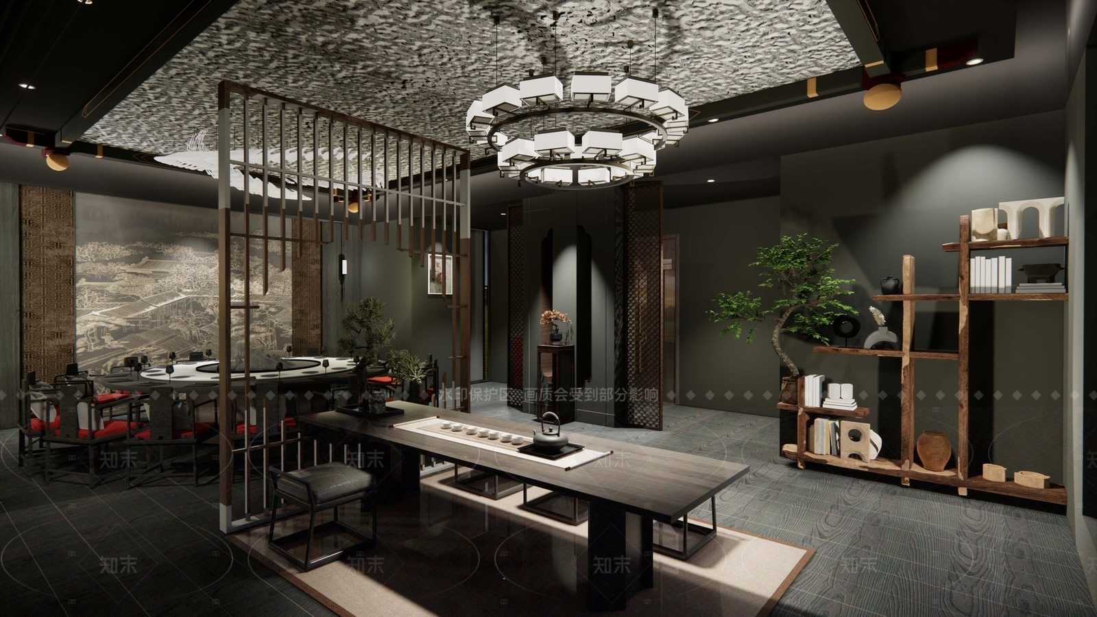 现代新中式包厢SU模型下载【ID:1165540941】