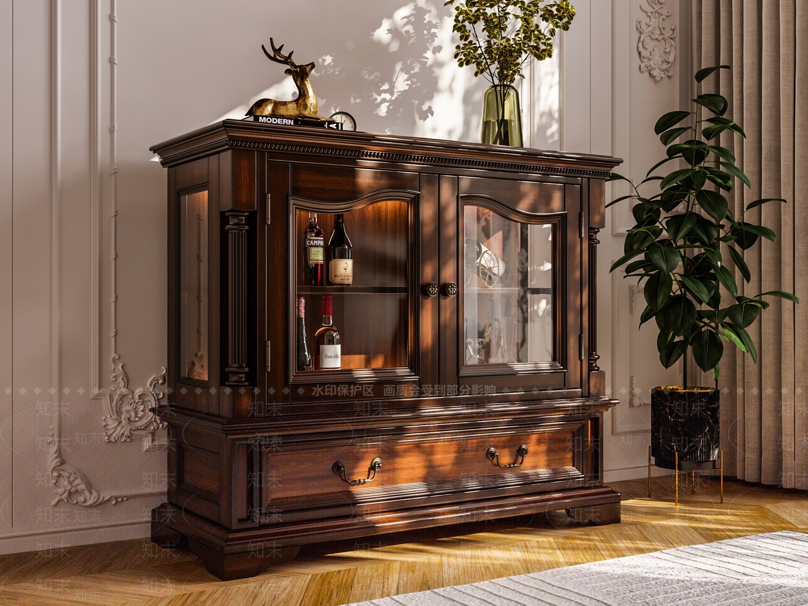 美式酒柜3D模型下载【ID:1165306318】